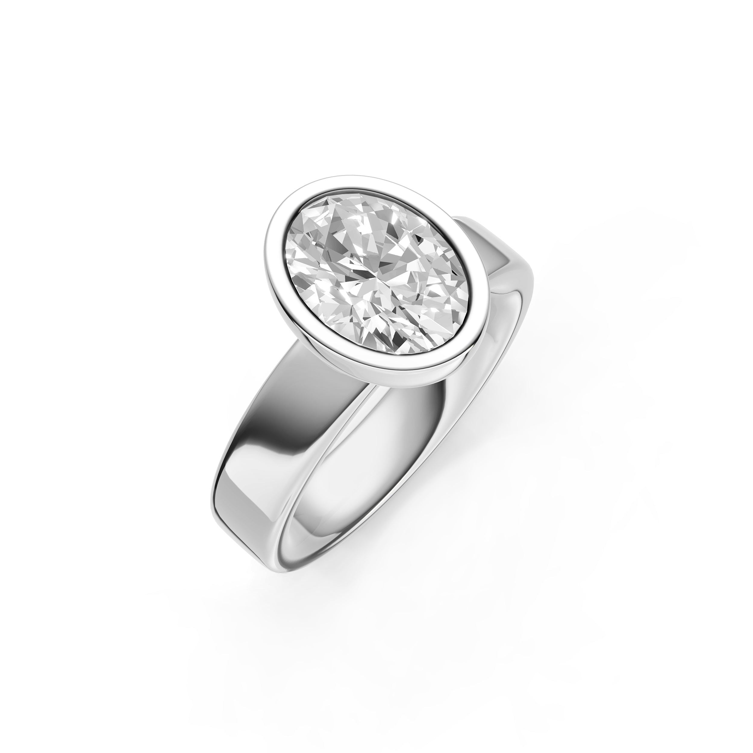 Petal Bezel Wide Engagement Ring (Oval) Birmingham Jewelry Engagement Ring Birmingham Jewelry 