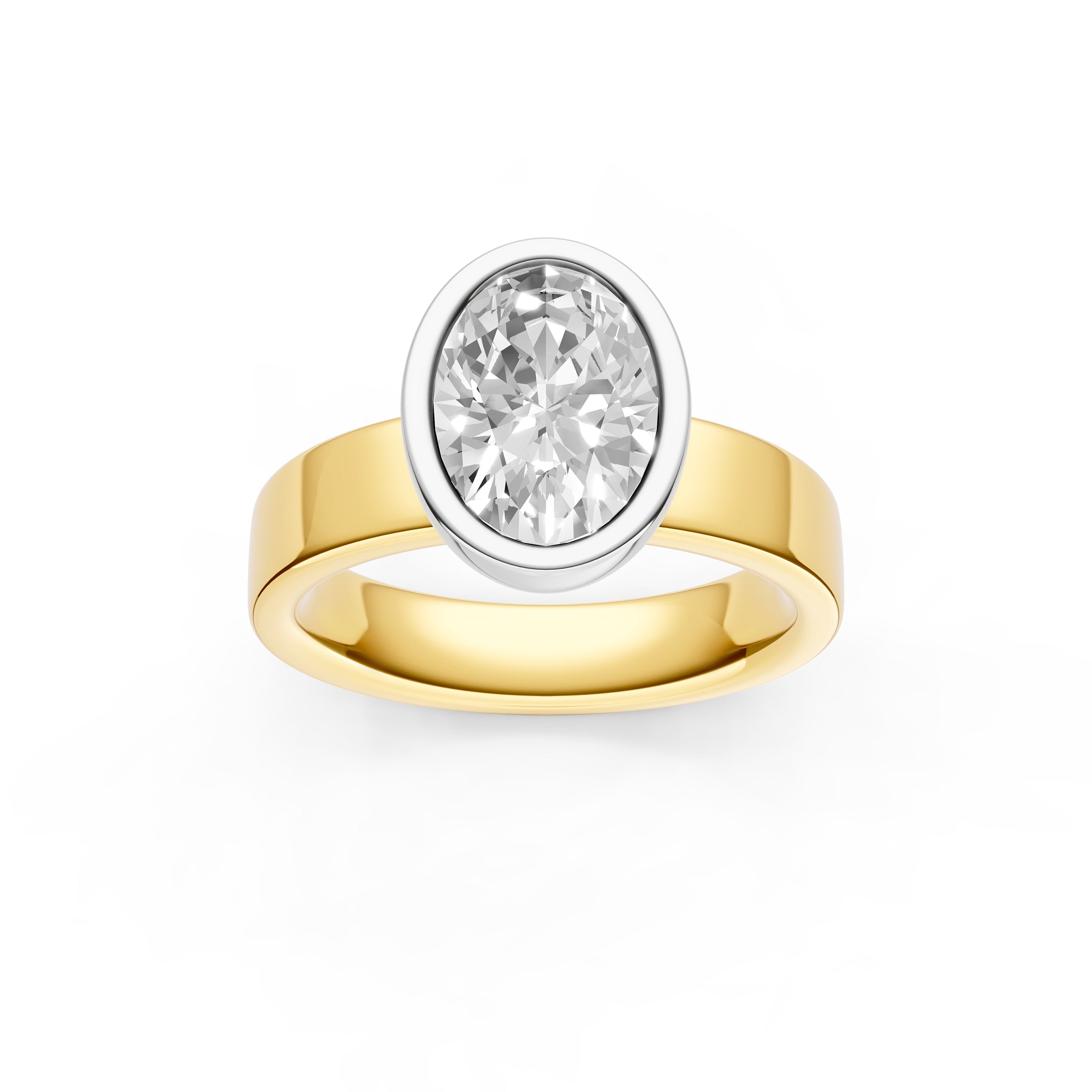 Petal Bezel Wide Engagement Ring (Oval) Birmingham Jewelry Engagement Ring Birmingham Jewelry 