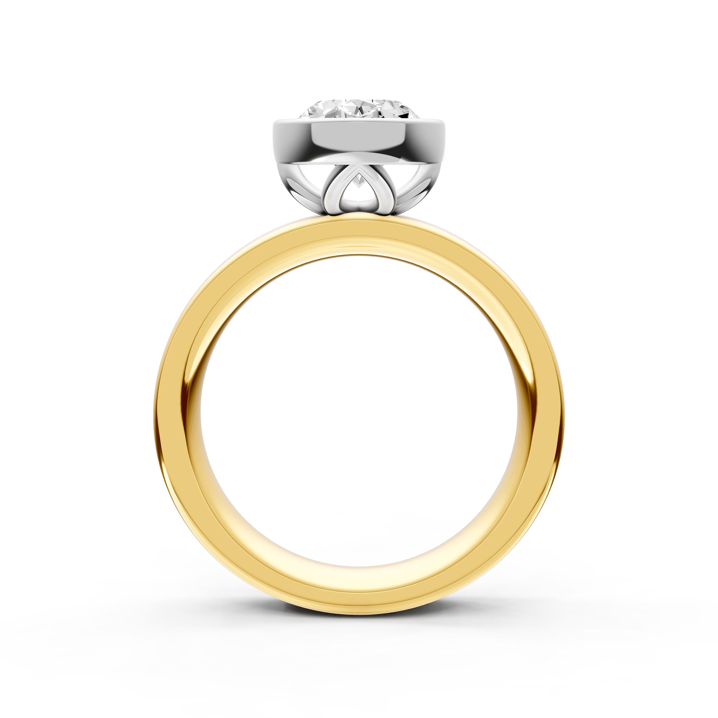 Petal Bezel Wide Engagement Ring (Oval) Birmingham Jewelry Engagement Ring Birmingham Jewelry 