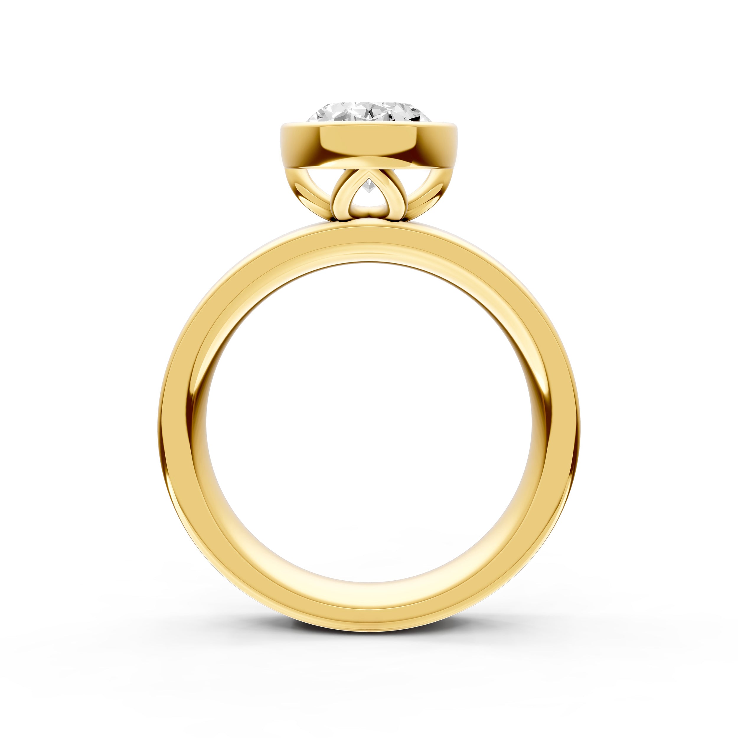 Petal Bezel Wide Engagement Ring (Oval) Birmingham Jewelry Engagement Ring Birmingham Jewelry 