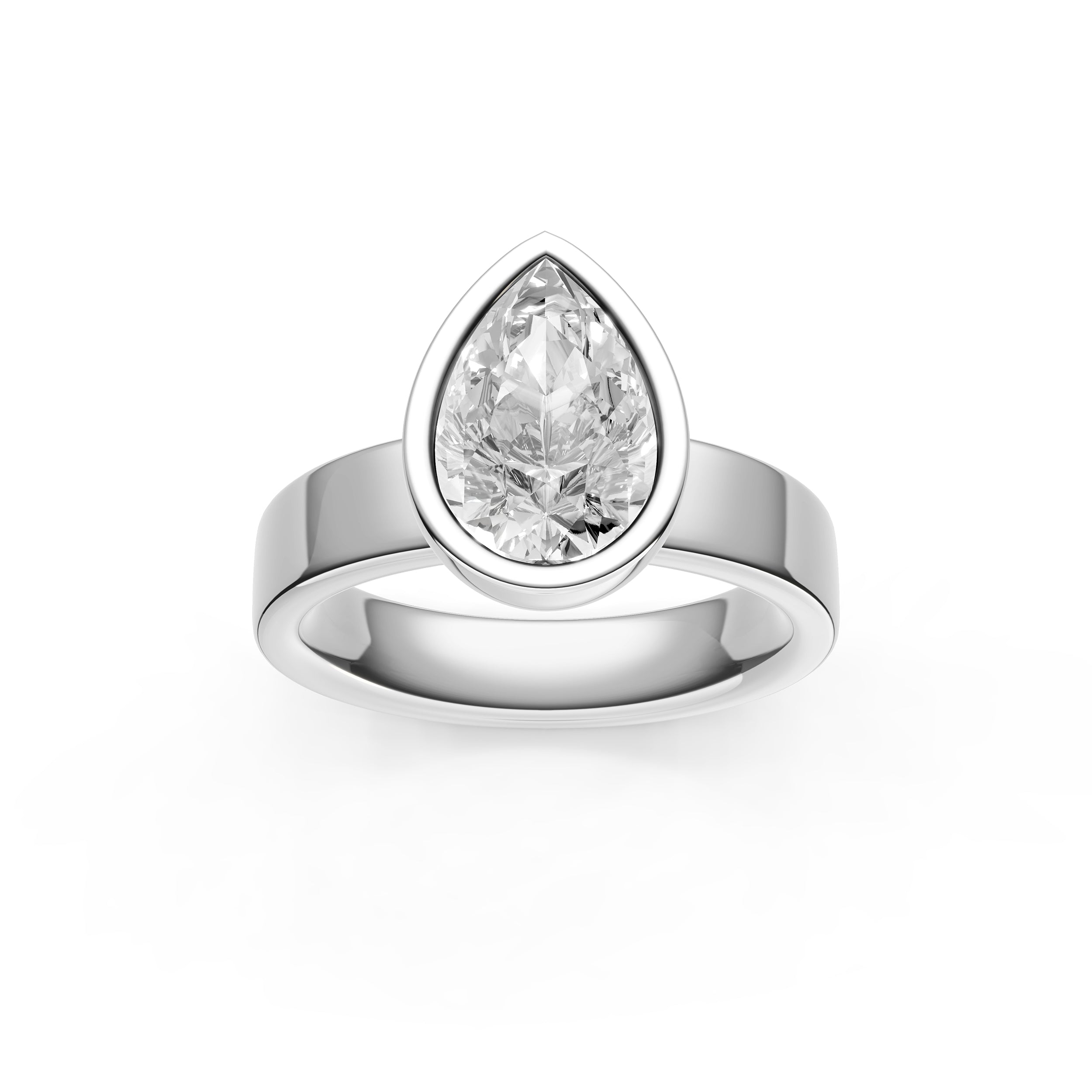 Petal Bezel Wide Engagement Ring (Pear Shape) Birmingham Jewelry Engagement Ring Birmingham Jewelry 