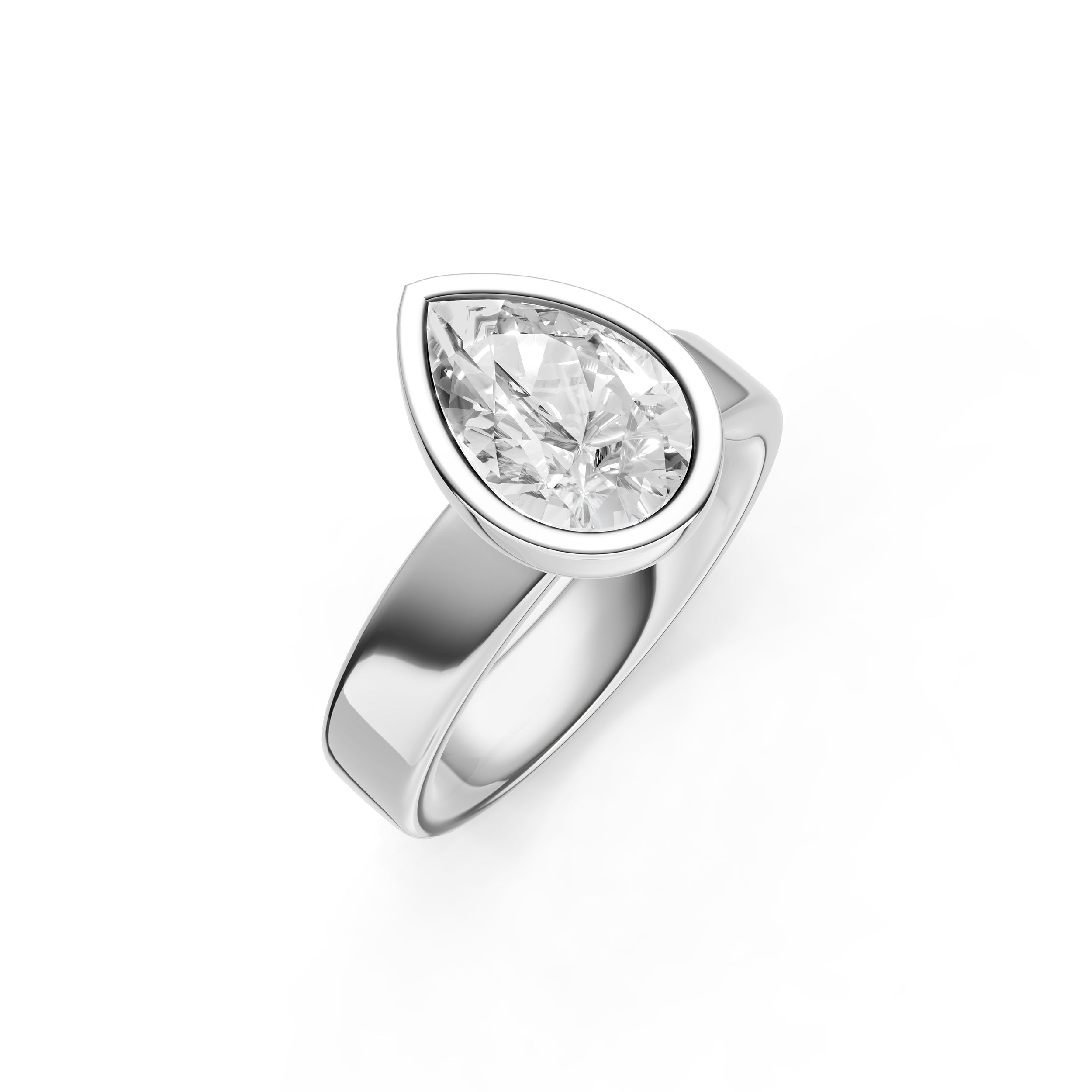 Petal Bezel Wide Engagement Ring (Pear Shape) Birmingham Jewelry Engagement Ring Birmingham Jewelry 