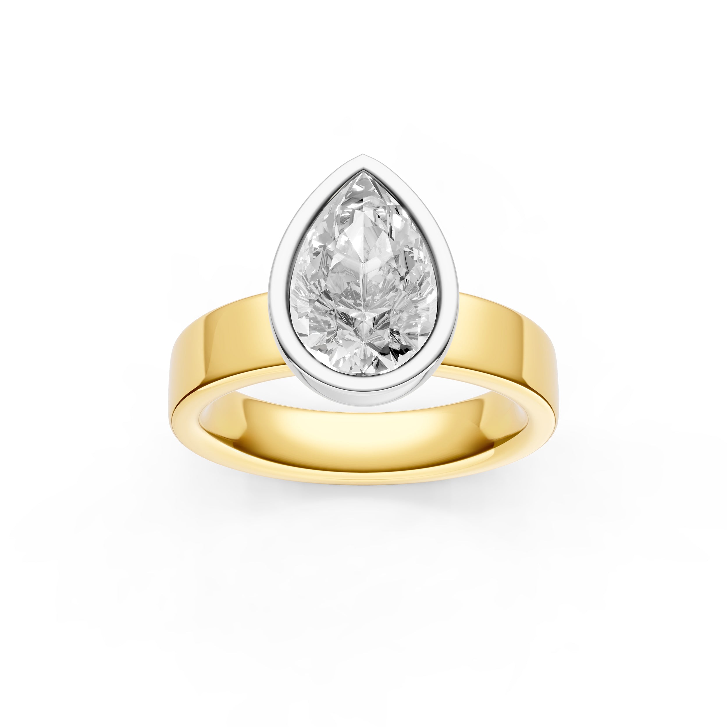 Petal Bezel Wide Engagement Ring (Pear Shape) Birmingham Jewelry Engagement Ring Birmingham Jewelry 