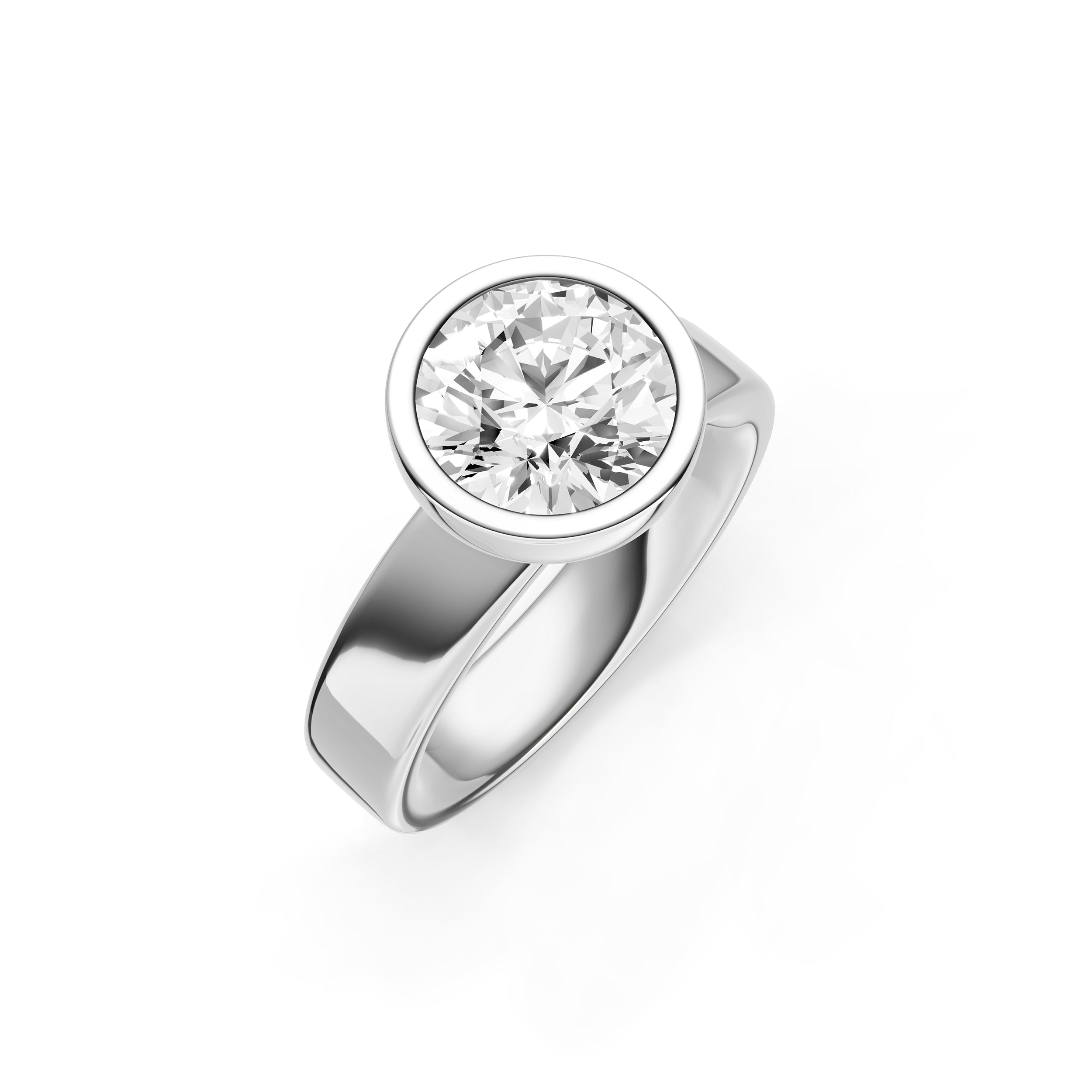 Petal Bezel Wide Engagement Ring (Round) Birmingham Jewelry Engagement Ring Birmingham Jewelry 