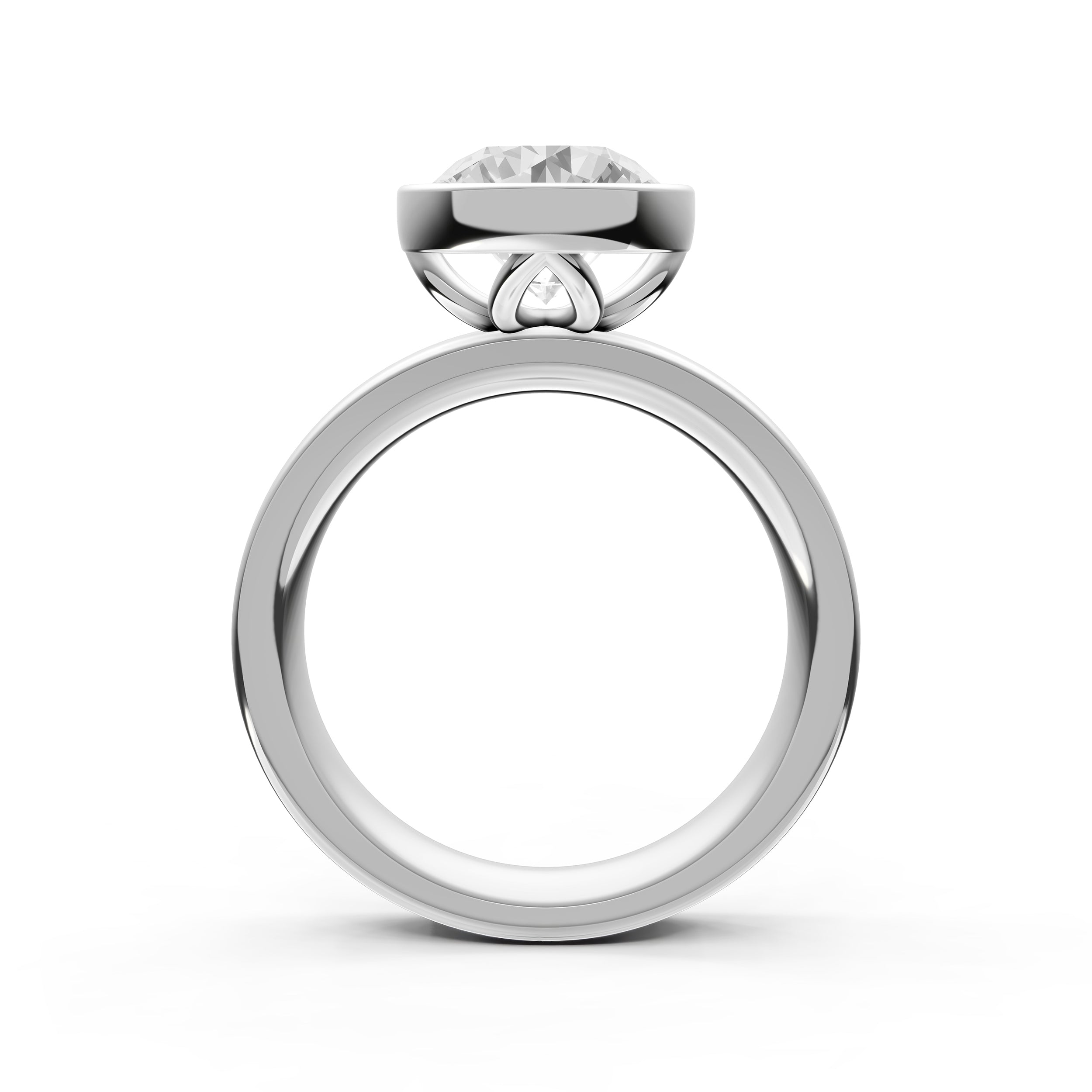 Petal Bezel Wide Engagement Ring (Round) Birmingham Jewelry Engagement Ring Birmingham Jewelry 