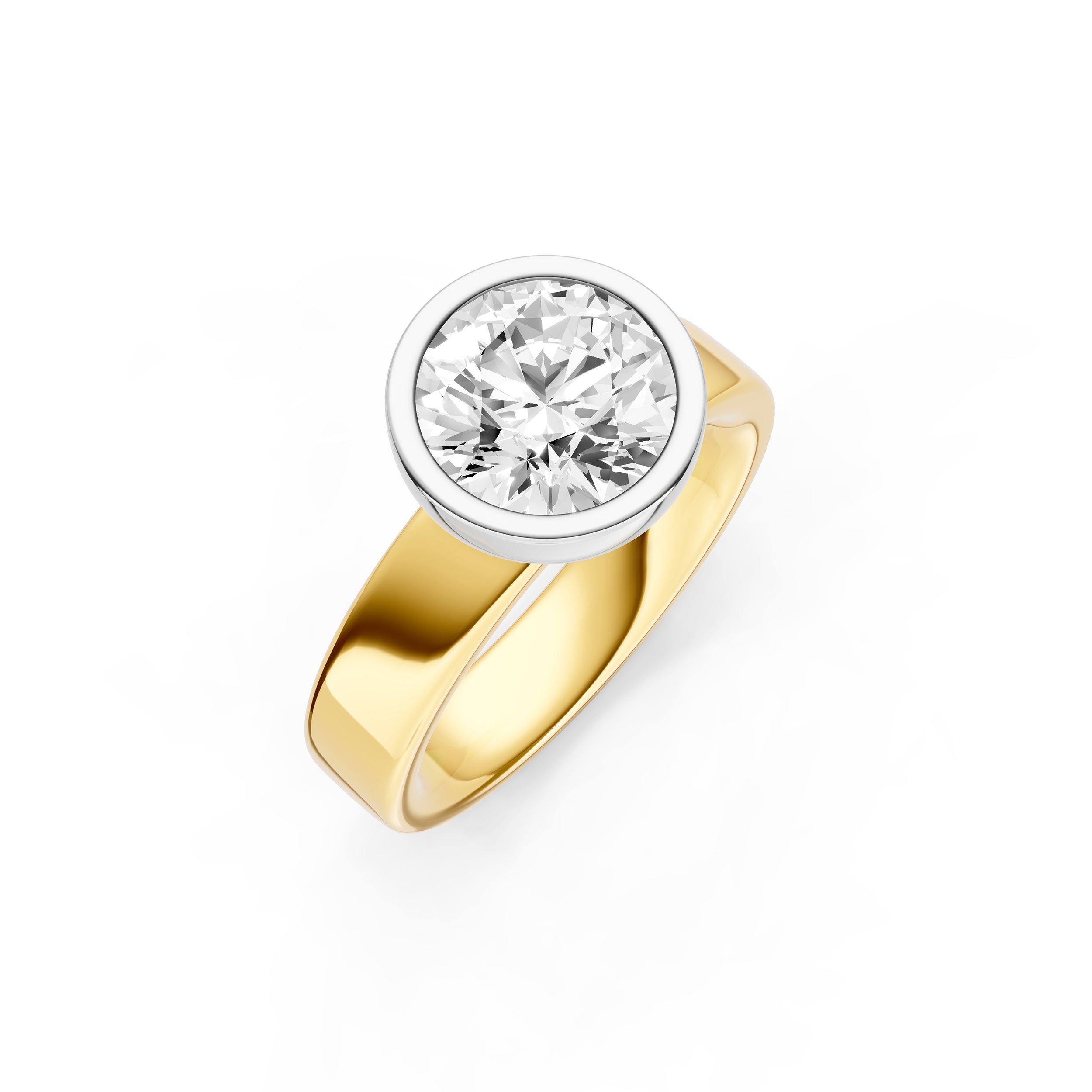 Petal Bezel Wide Engagement Ring (Round) Birmingham Jewelry Engagement Ring Birmingham Jewelry 