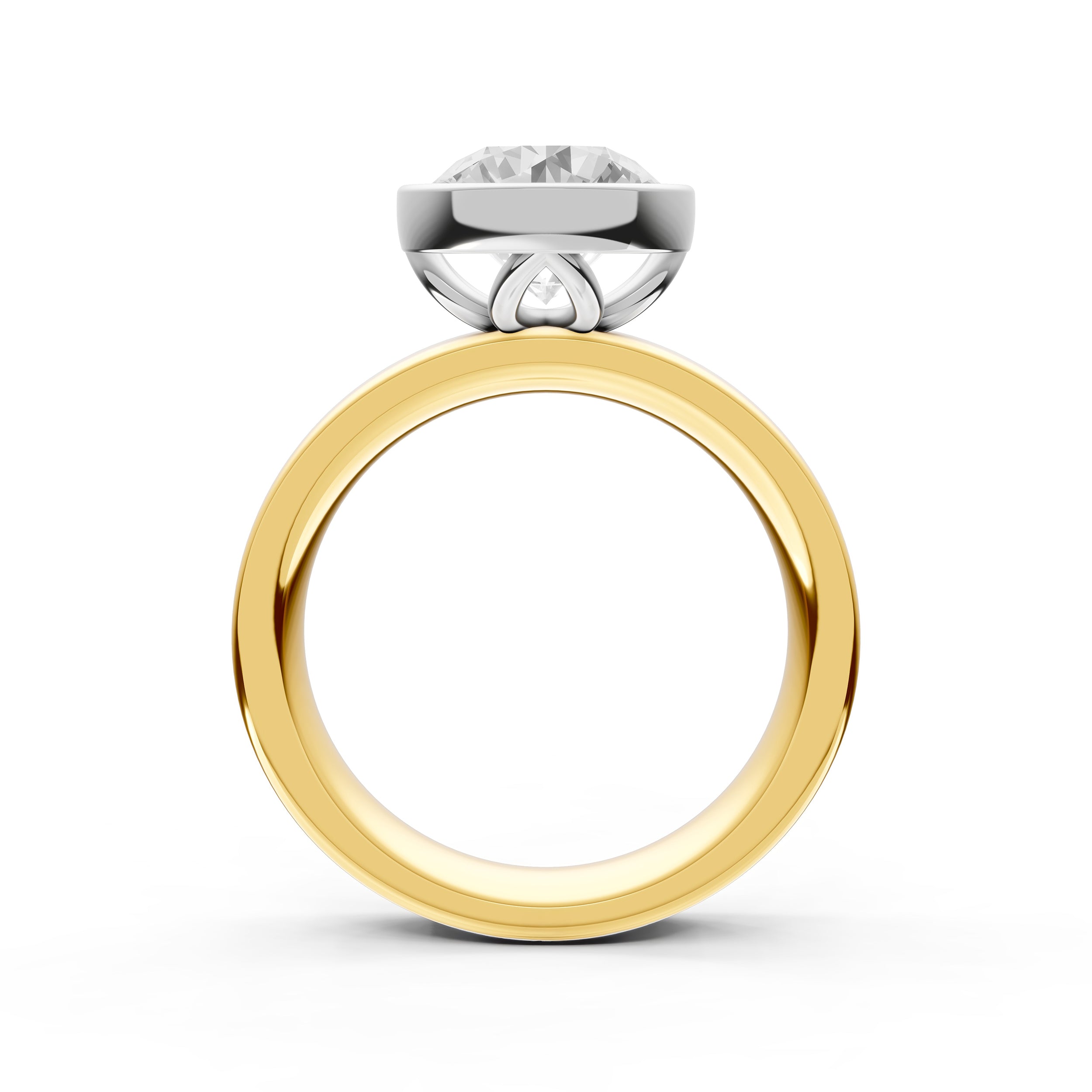 Petal Bezel Wide Engagement Ring (Round) Birmingham Jewelry Engagement Ring Birmingham Jewelry 