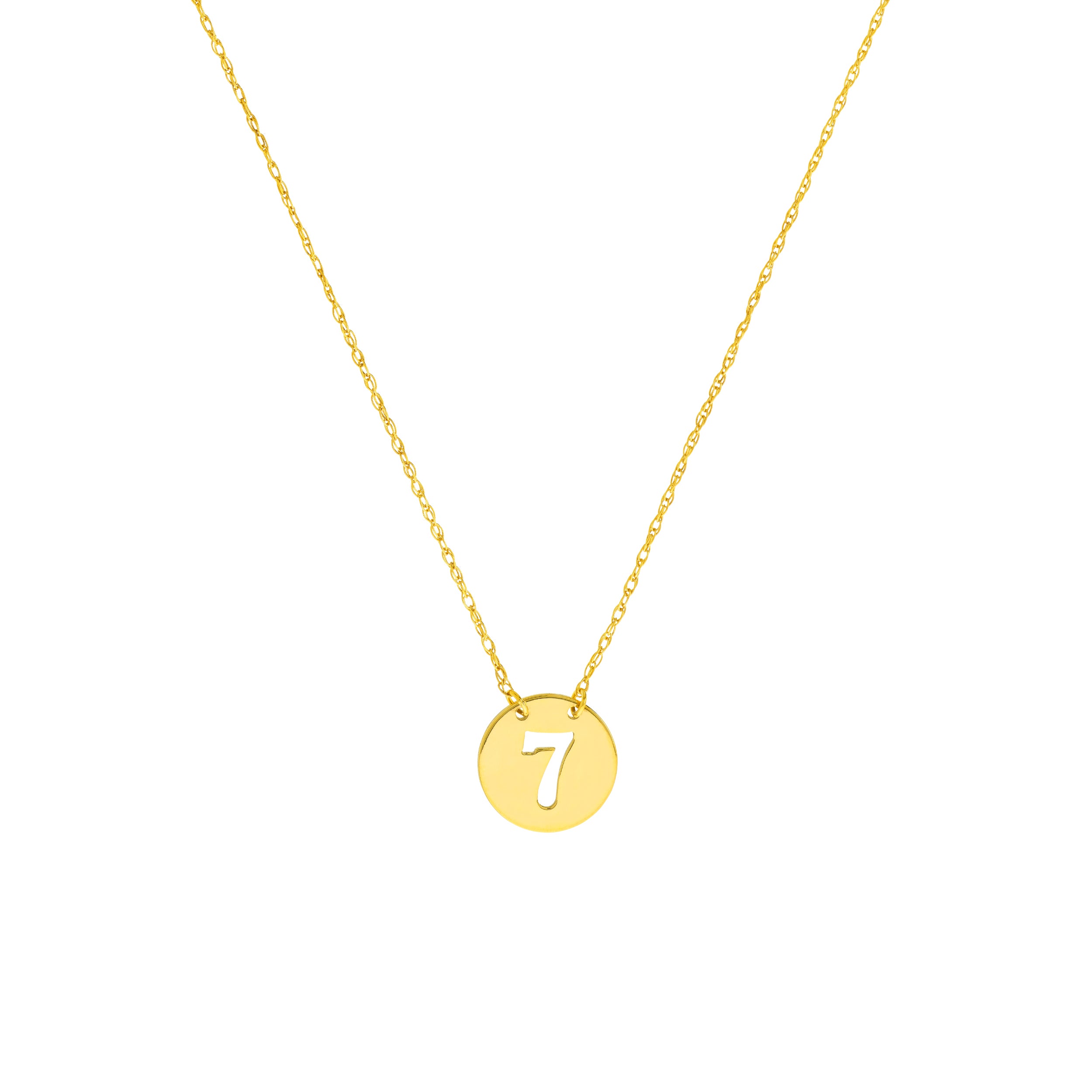 14K Yellow Gold So You Cutout No.7 Mini Disc Necklace Birmingham Jewelry Necklace Birmingham Jewelry 