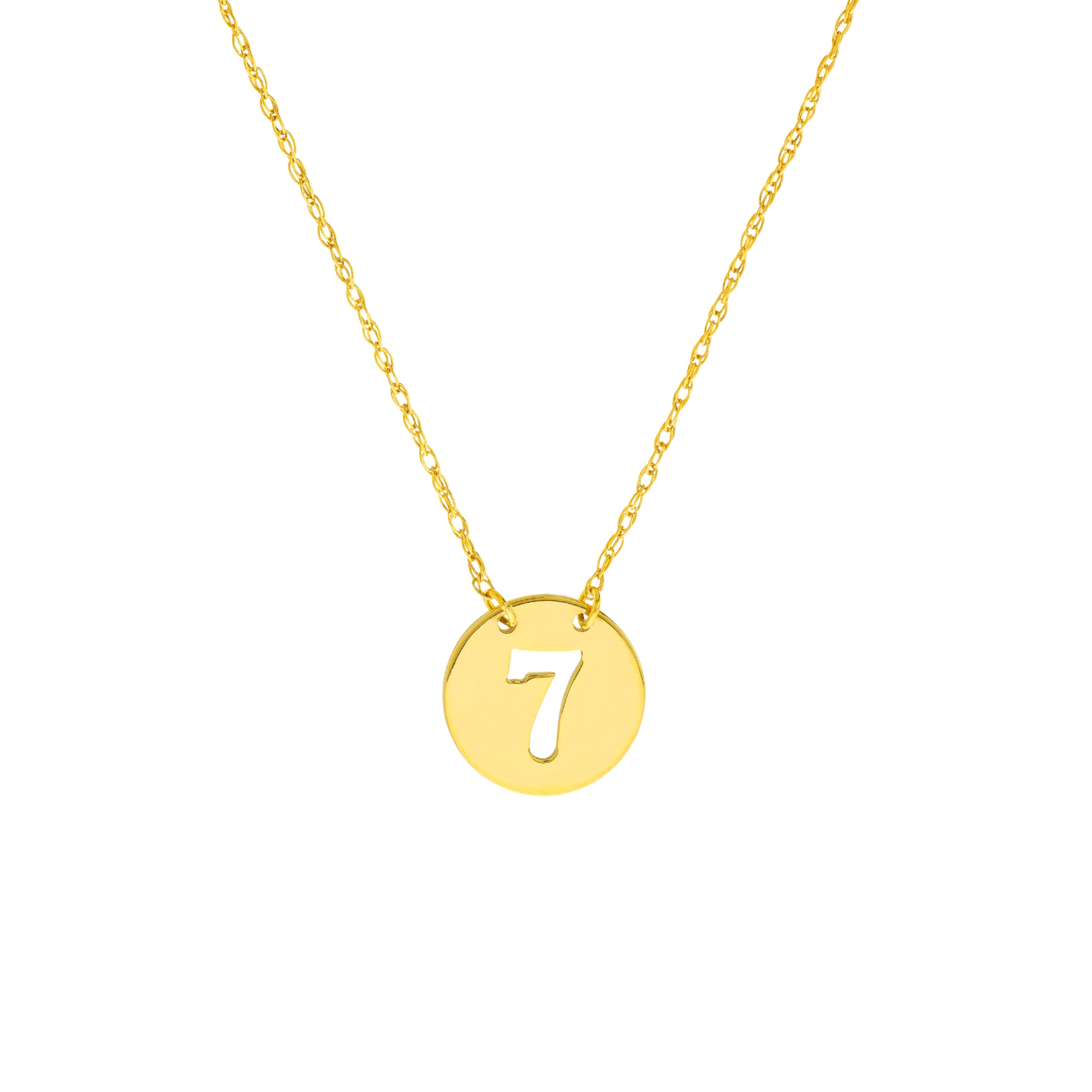 14K Yellow Gold So You Cutout No.7 Mini Disc Necklace Birmingham Jewelry Necklace Birmingham Jewelry 