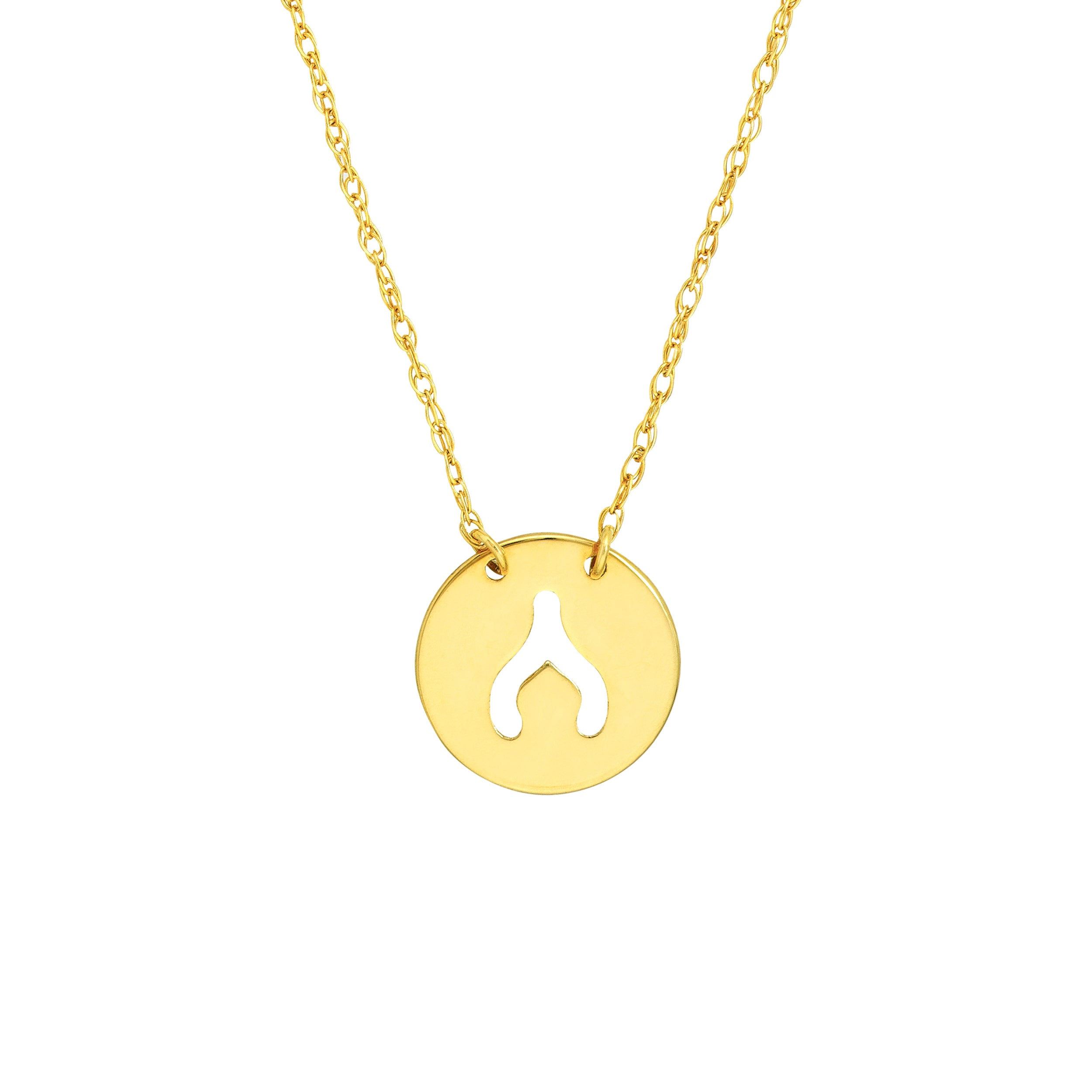 14K Yellow Gold So You Cutout Wishbone Mini Disc Adjustable Necklace Birmingham Jewelry Necklace Birmingham Jewelry 