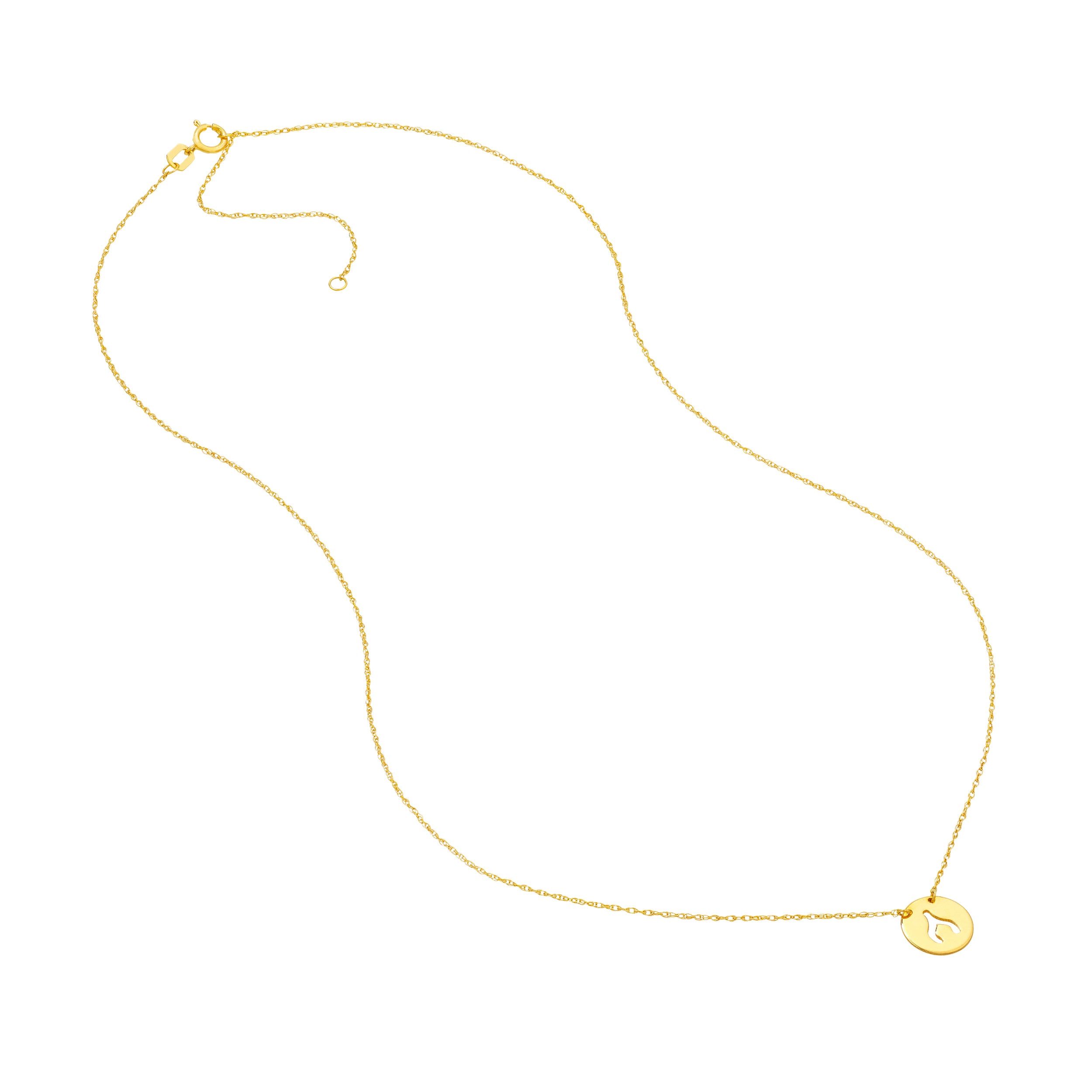14K Yellow Gold So You Cutout Wishbone Mini Disc Adjustable Necklace Birmingham Jewelry Necklace Birmingham Jewelry 