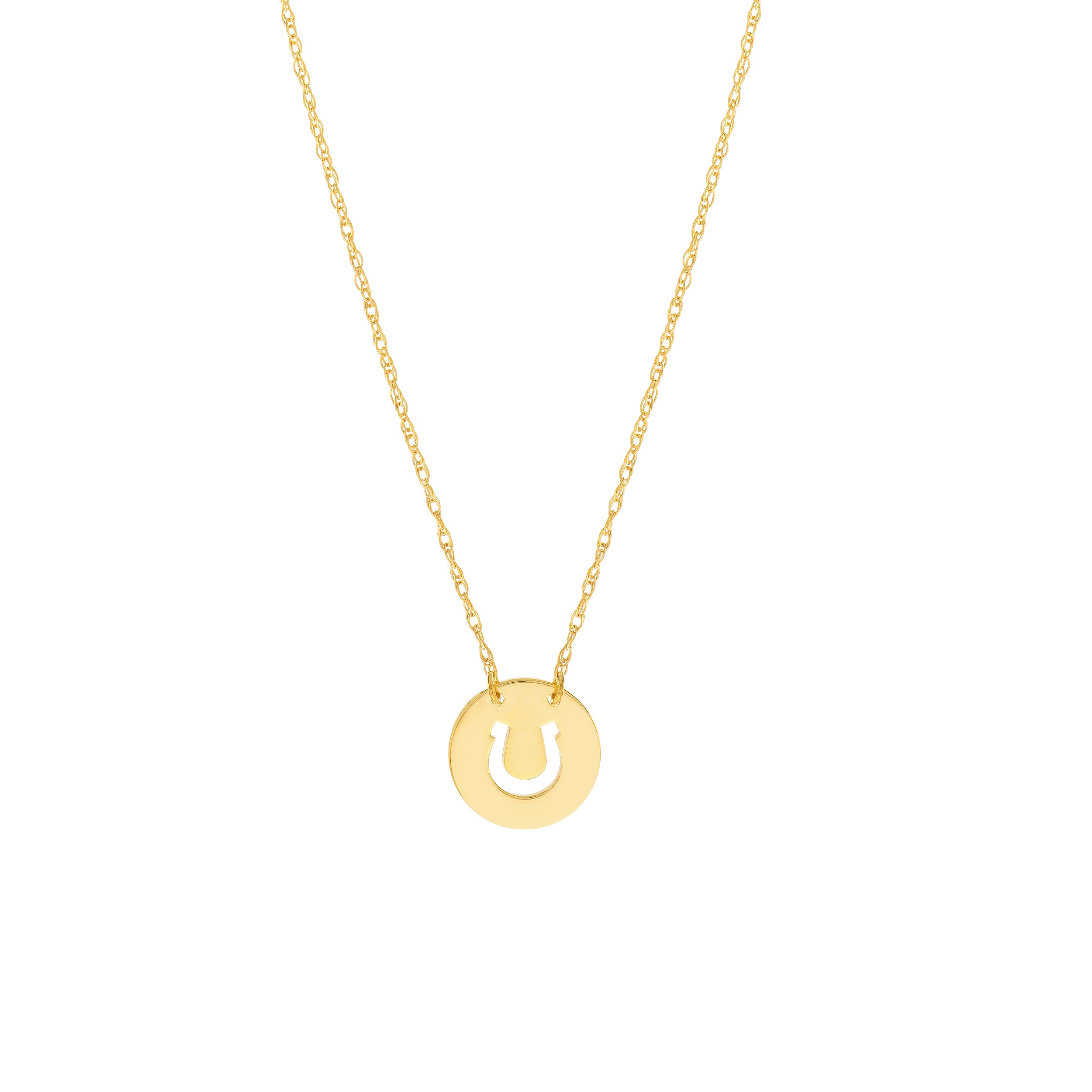 14K Yellow Gold So You Cutout Horseshoe Mini Disc Necklace Birmingham Jewelry Necklace Birmingham Jewelry 
