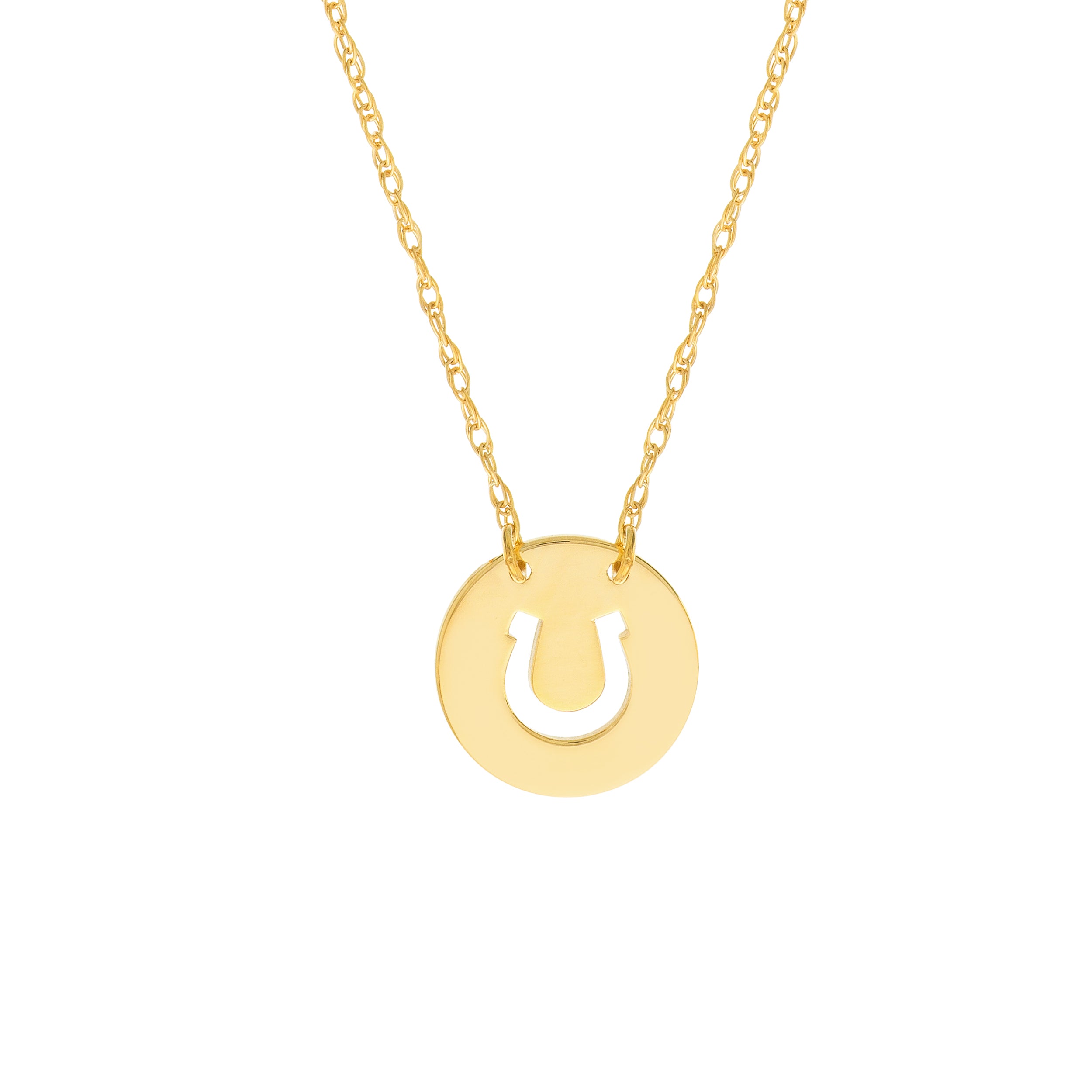 14K Yellow Gold So You Cutout Horseshoe Mini Disc Necklace Birmingham Jewelry Necklace Birmingham Jewelry 