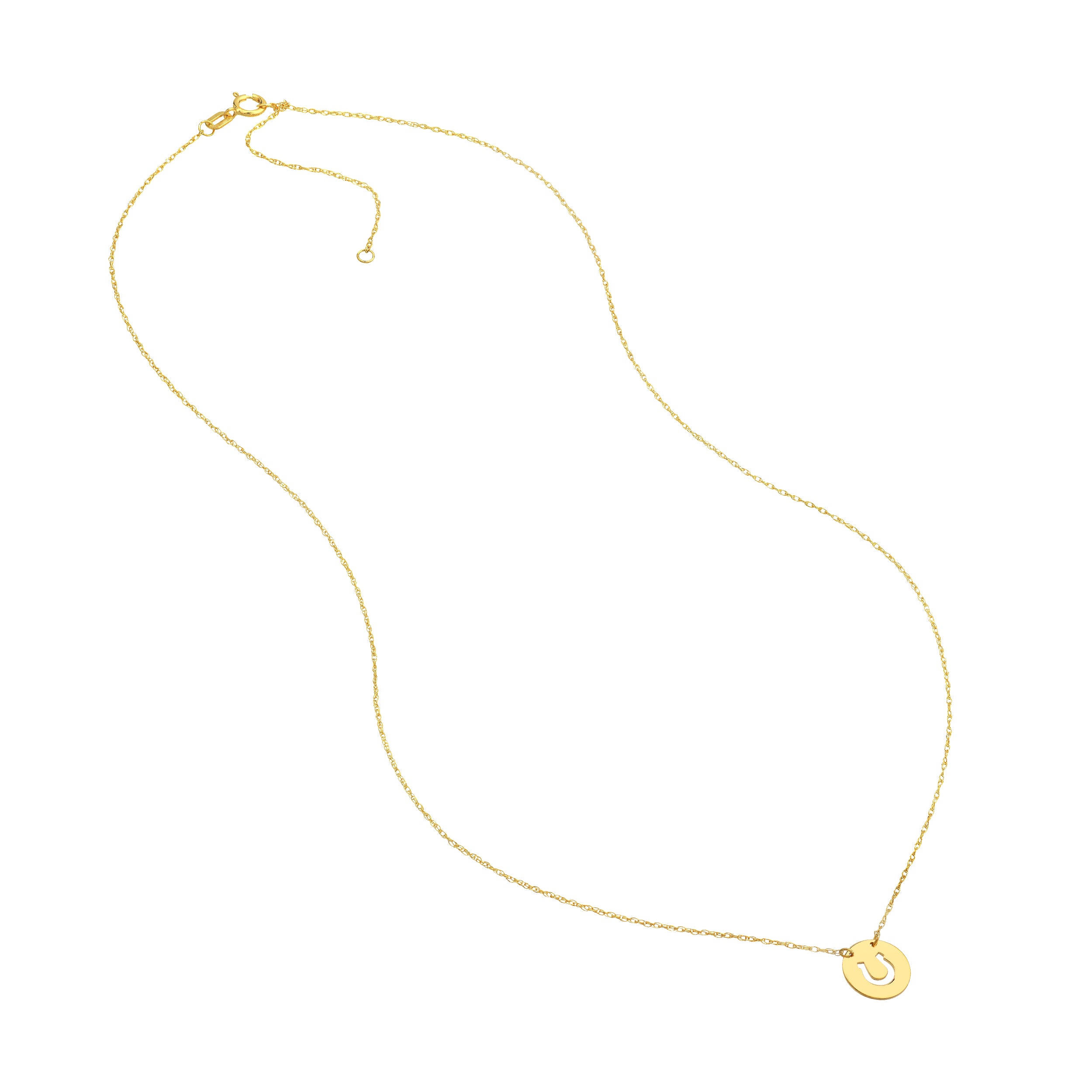 14K Yellow Gold So You Cutout Horseshoe Mini Disc Necklace Birmingham Jewelry Necklace Birmingham Jewelry 