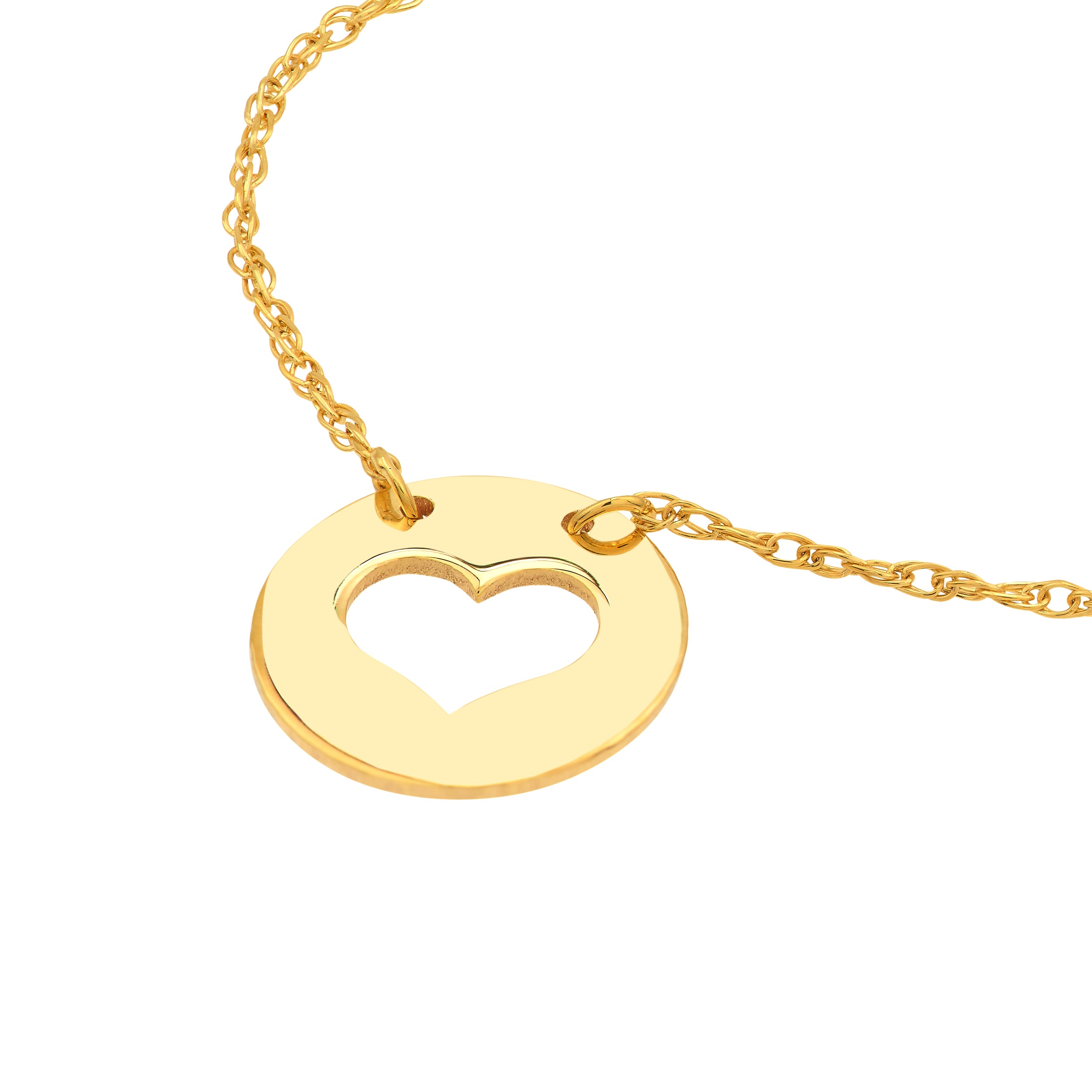14K Yellow Gold So You Cutout Heart Mini Disc Adjustable Necklace Birmingham Jewelry Necklace Birmingham Jewelry 