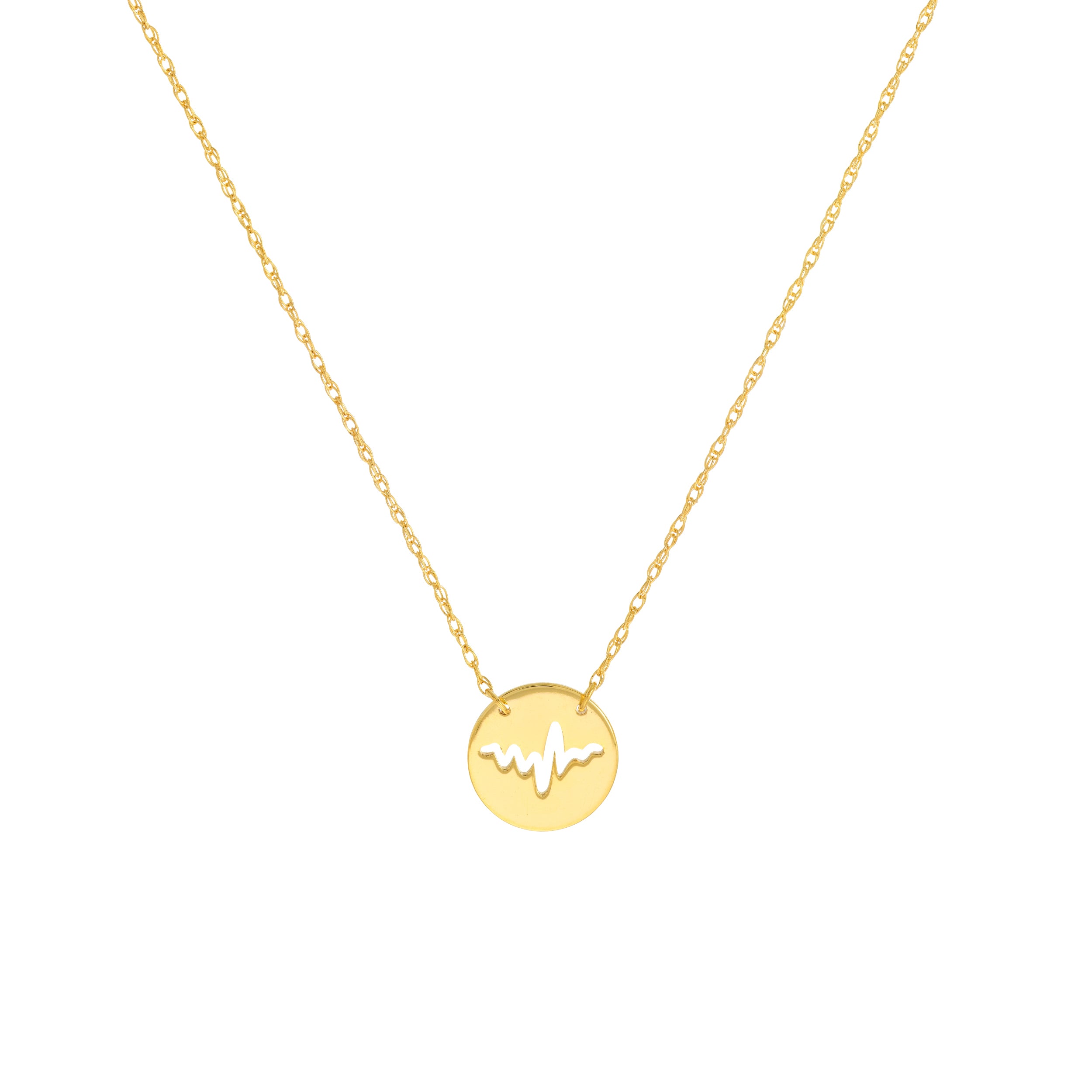 14K Yellow Gold So You Cutout Heartbeat Mini Disc Adjustable Necklace Birmingham Jewelry Necklace Birmingham Jewelry 