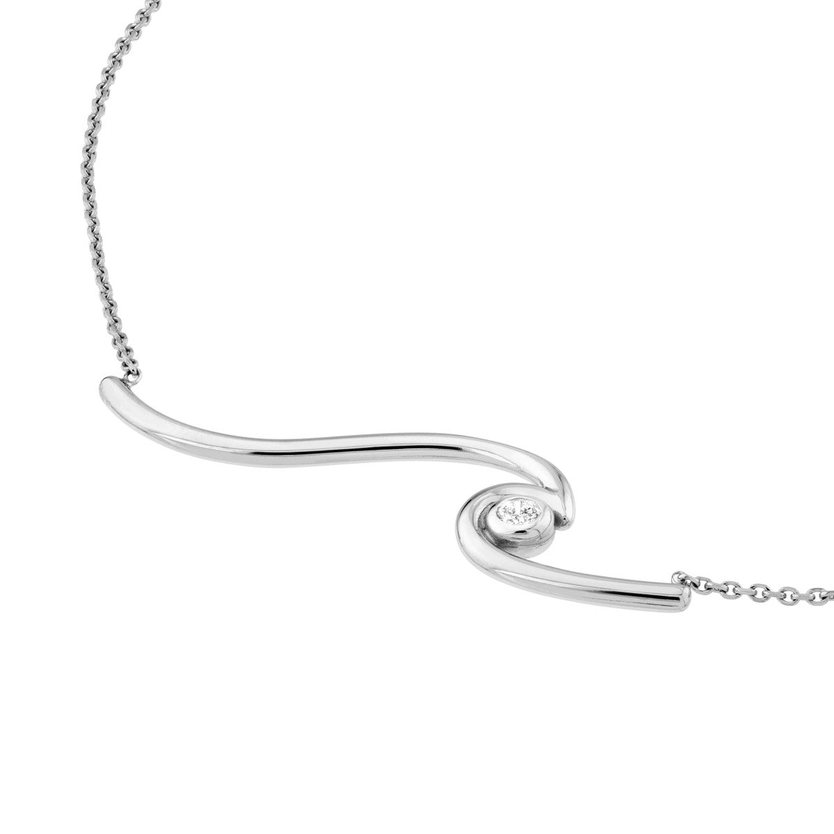 14K White Gold Wave Necklace with Diamond Accent Birmingham Jewelry Necklace Birmingham Jewelry 