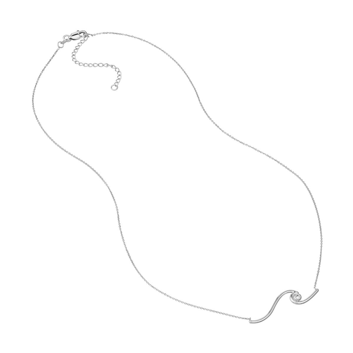 14K White Gold Wave Necklace with Diamond Accent Birmingham Jewelry Necklace Birmingham Jewelry 