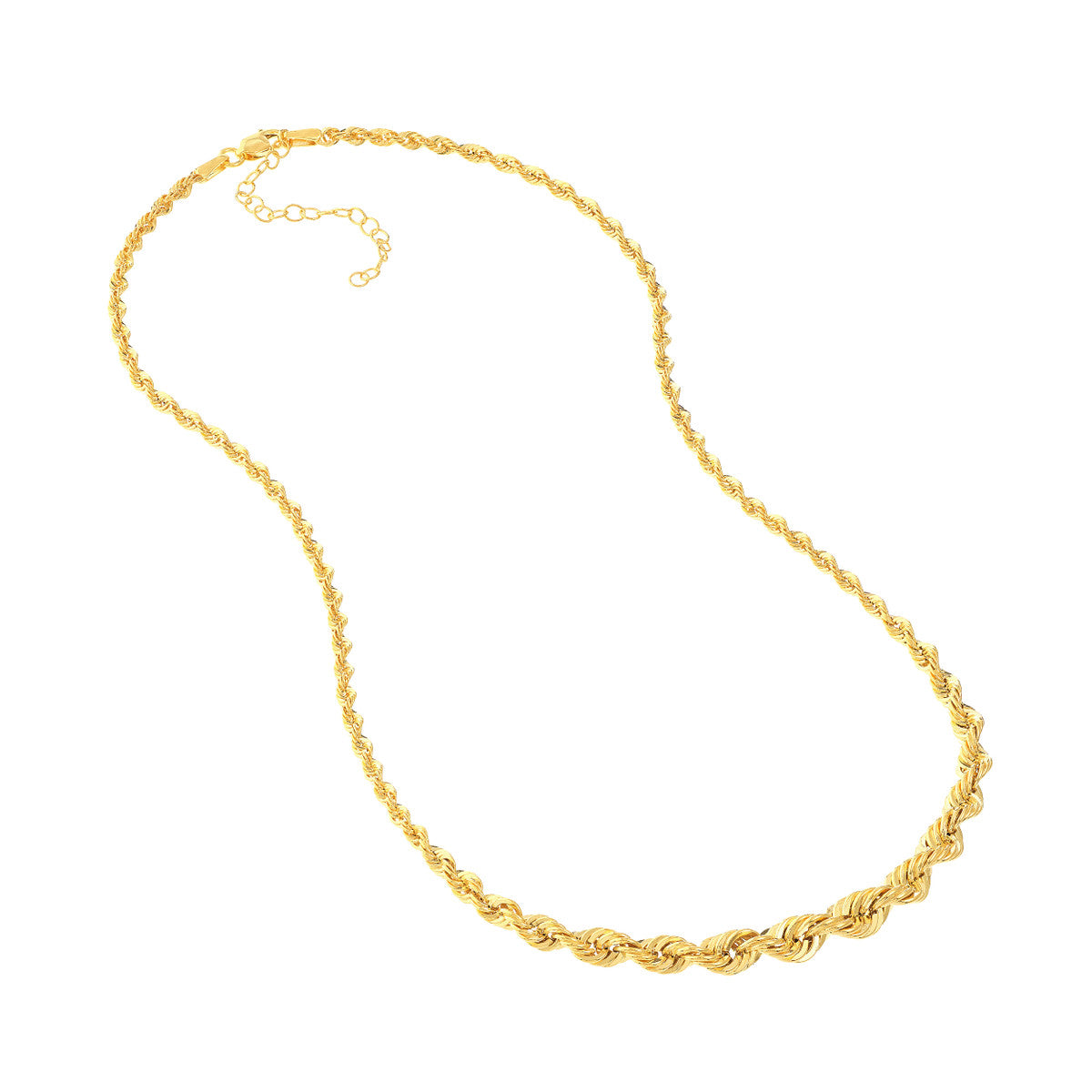 14K Yellow Gold Graduated Rope Chain Necklace