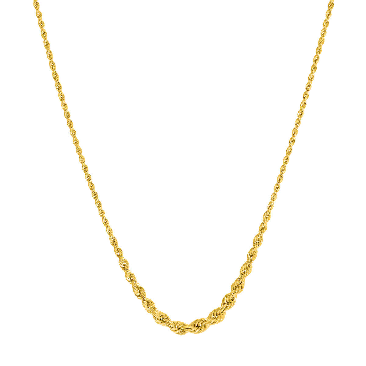 14K Yellow Gold Graduated Rope Chain Necklace