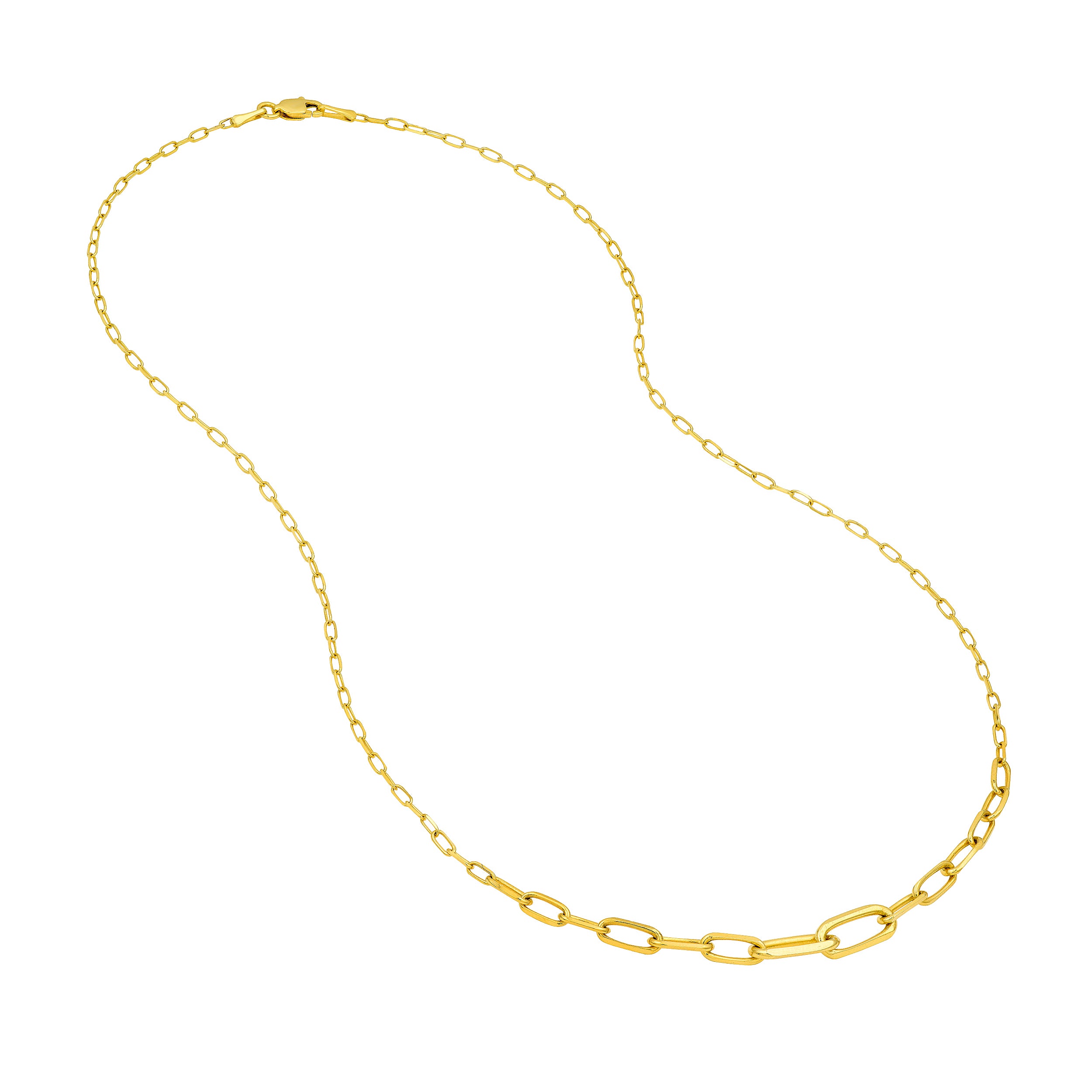 14K Yellow Gold Graduating Paper Clip Necklace Birmingham Jewelry Necklace Birmingham Jewelry 