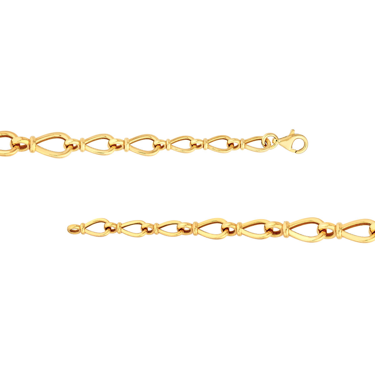 14K Yellow Gold Graduated Teardrop Link Bracelet