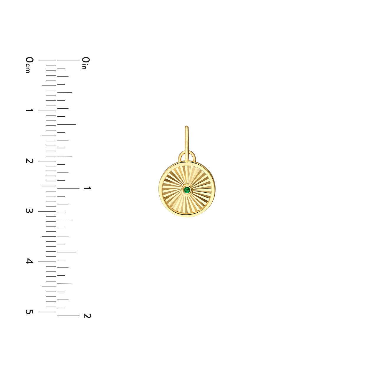 14K Yellow Gold Emerald Round Radiant Pendant