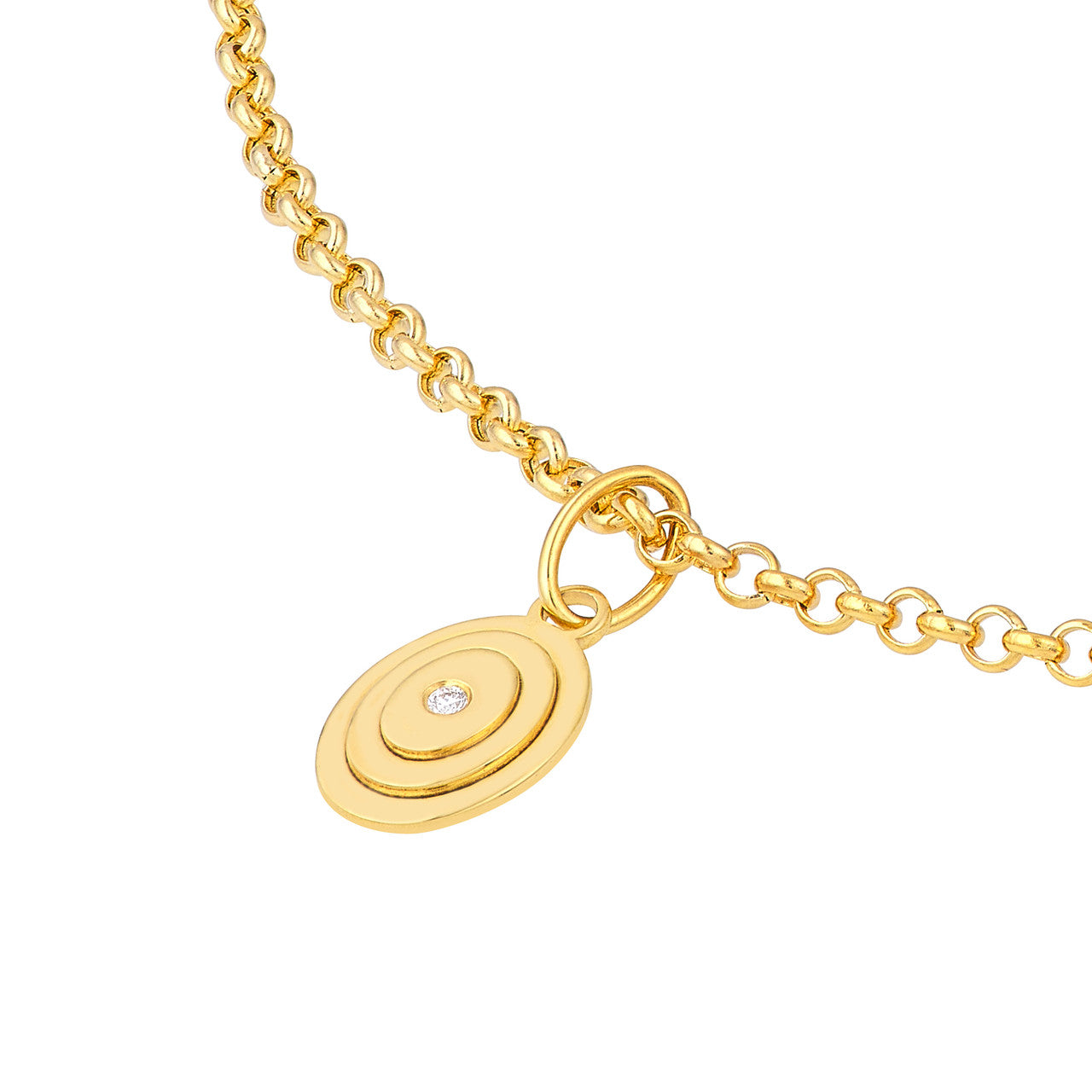 14K Yellow Gold 1.5pt Diamond Oval Stacked Pendant