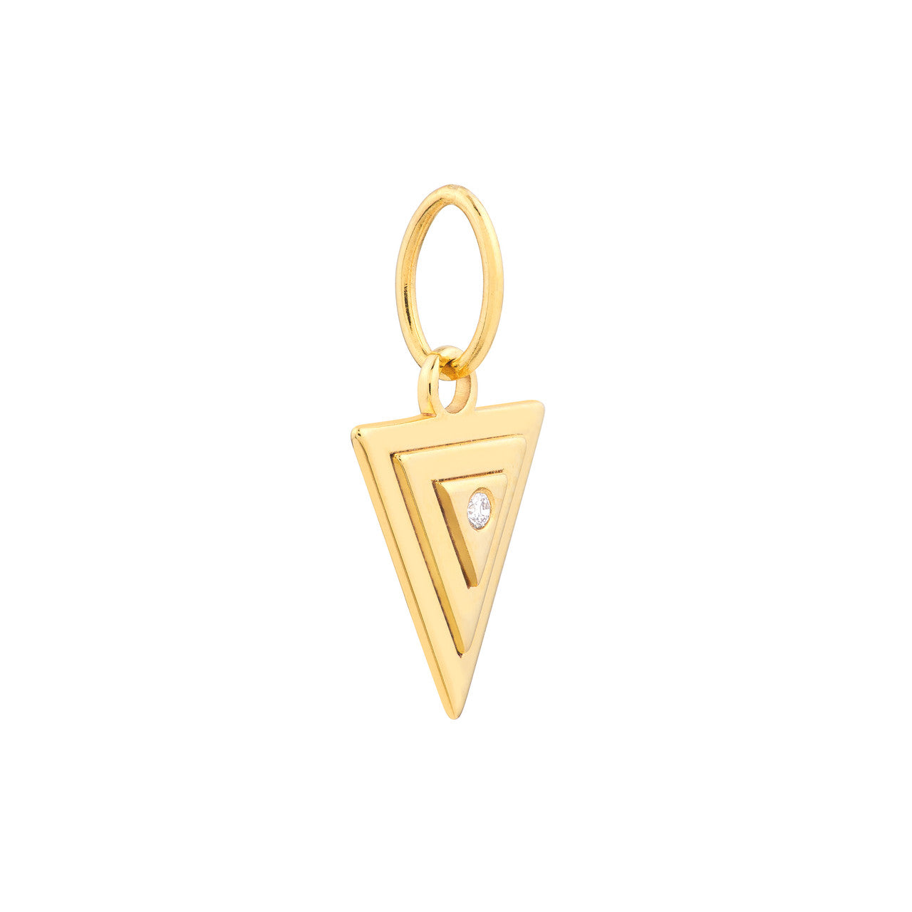 14K Yellow Gold 1.5pt Diamond Triangle Stacked Pendant