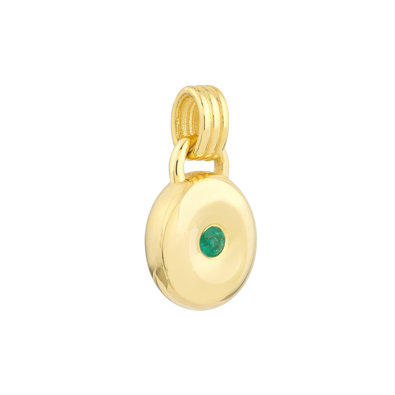 14K Yellow Gold Emerald Round Pendant