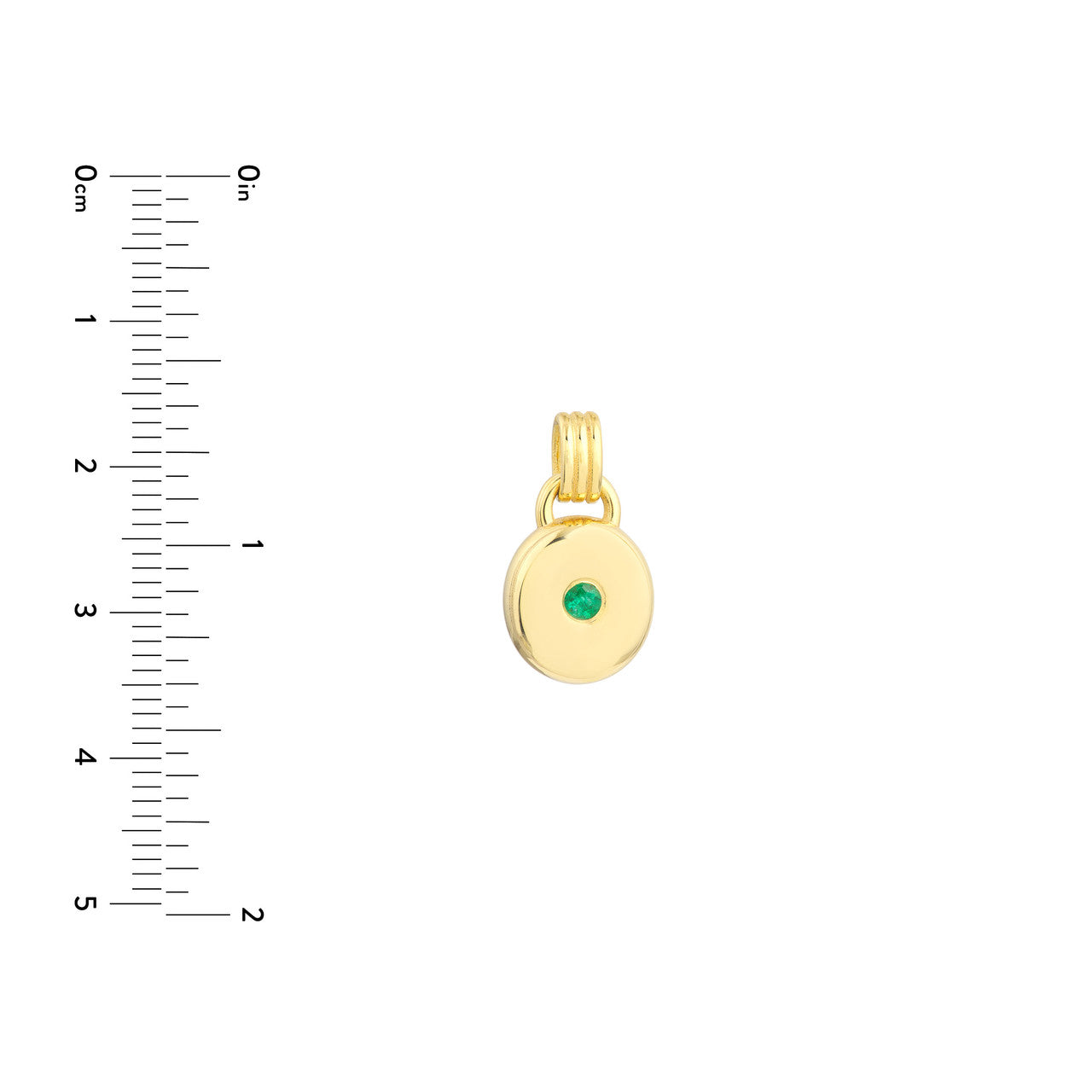 14K Yellow Gold Emerald Round Pendant