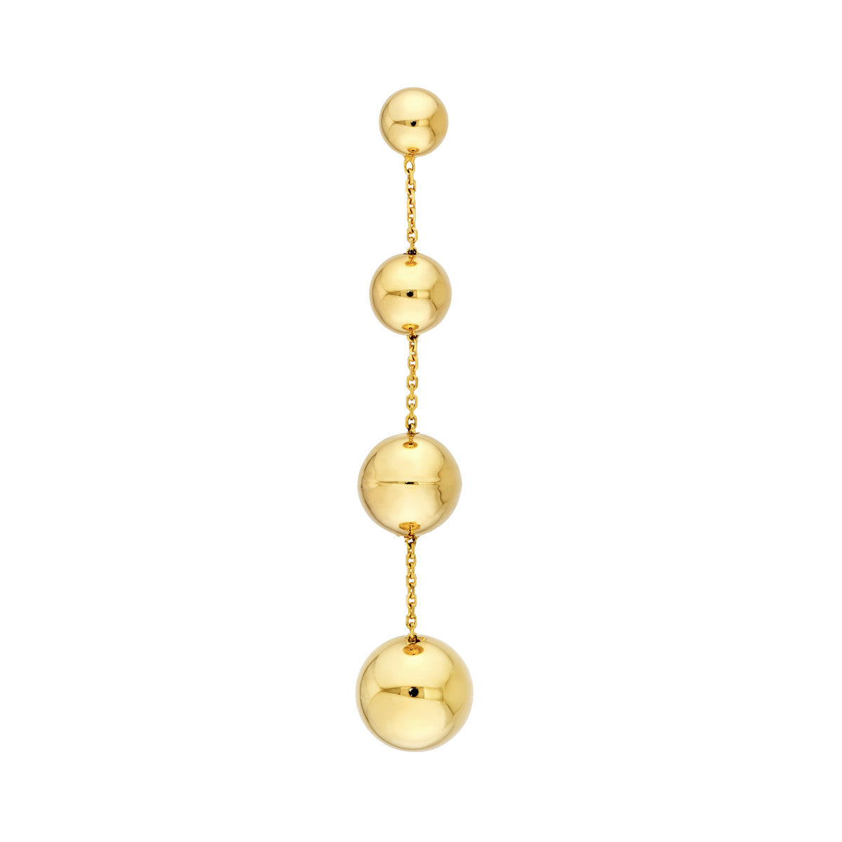 14K Yellow Gold Graduated Bead Chain Dangle Earrings