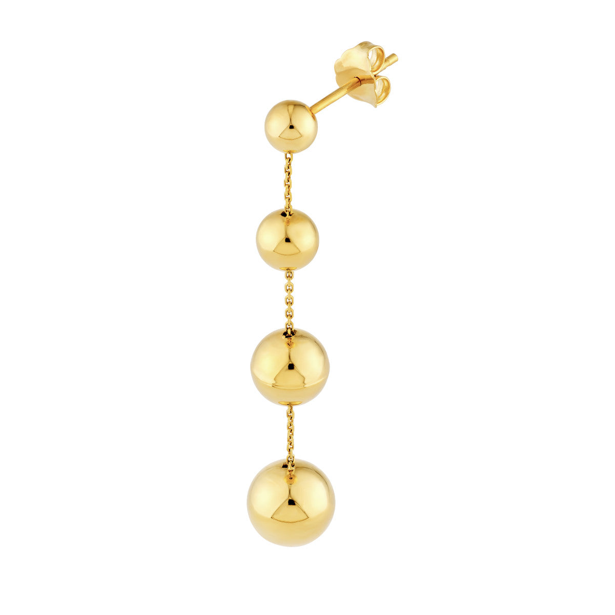 14K Yellow Gold Graduated Bead Chain Dangle Earrings