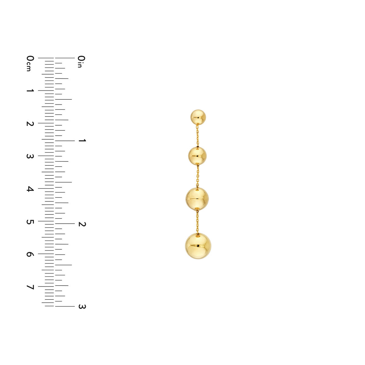 14K Yellow Gold Graduated Bead Chain Dangle Earrings
