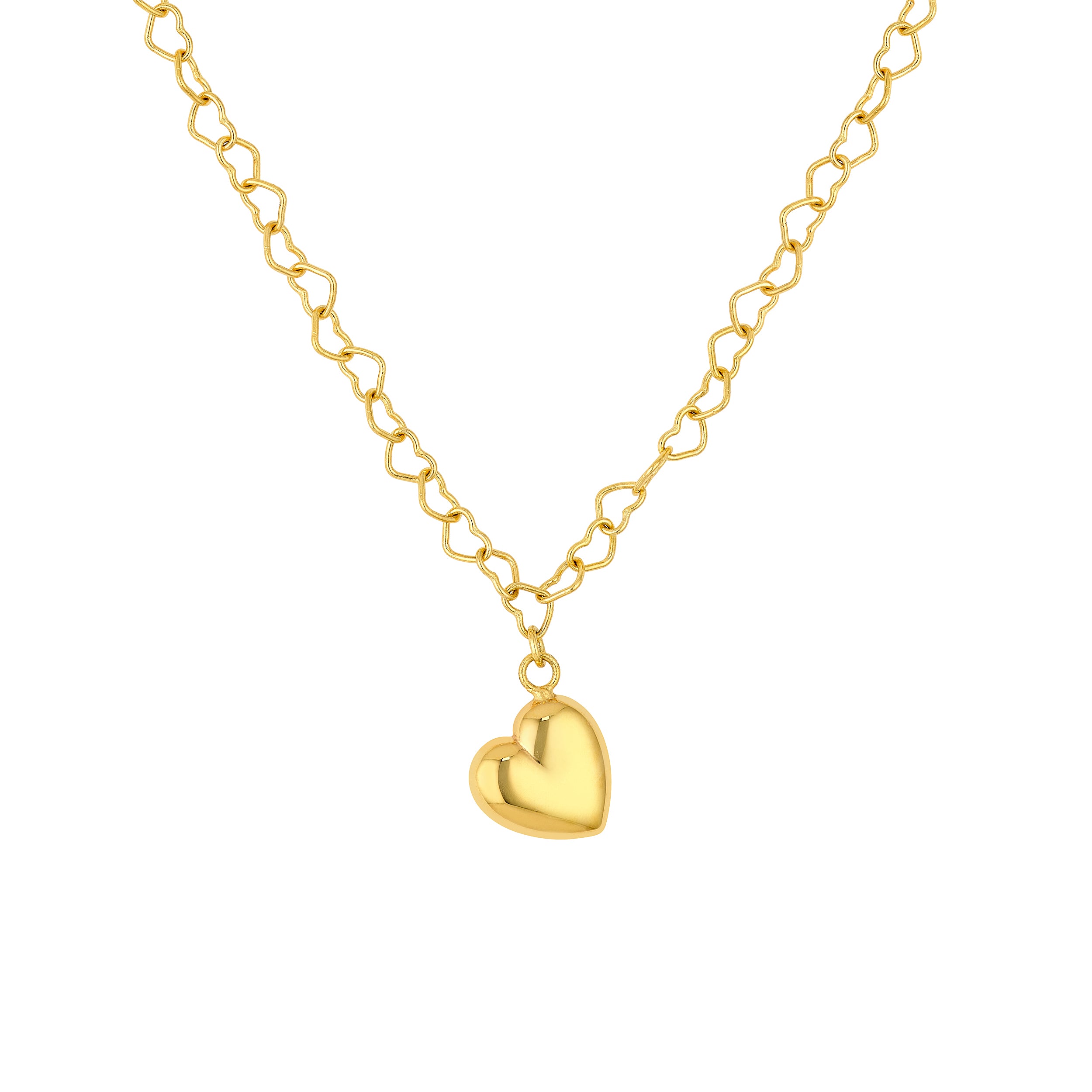 14K Yellow Gold Puff Heart Charm Necklace Birmingham Jewelry Necklace Birmingham Jewelry 