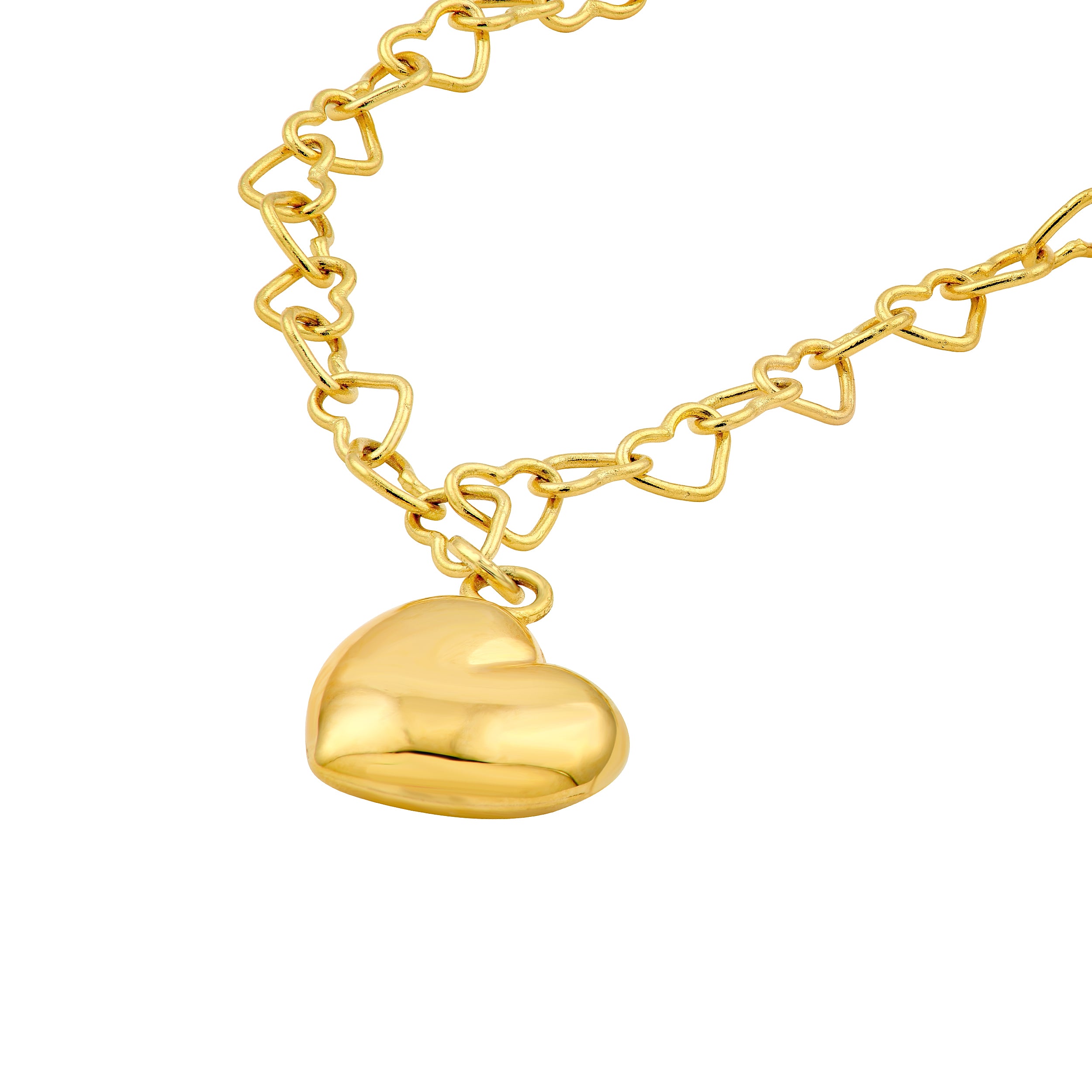 14K Yellow Gold Puff Heart Charm Necklace Birmingham Jewelry Necklace Birmingham Jewelry 