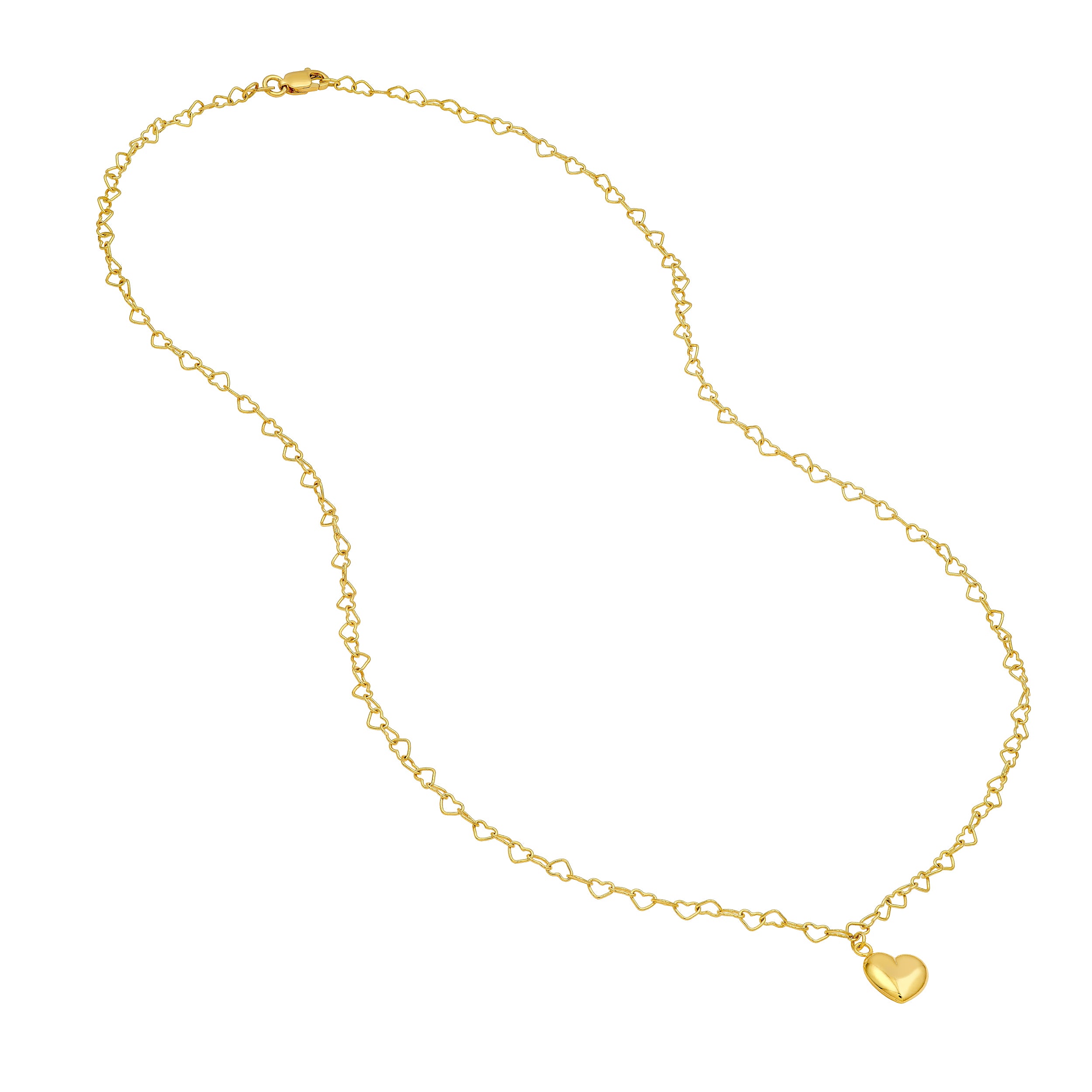 14K Yellow Gold Puff Heart Charm Necklace Birmingham Jewelry Necklace Birmingham Jewelry 