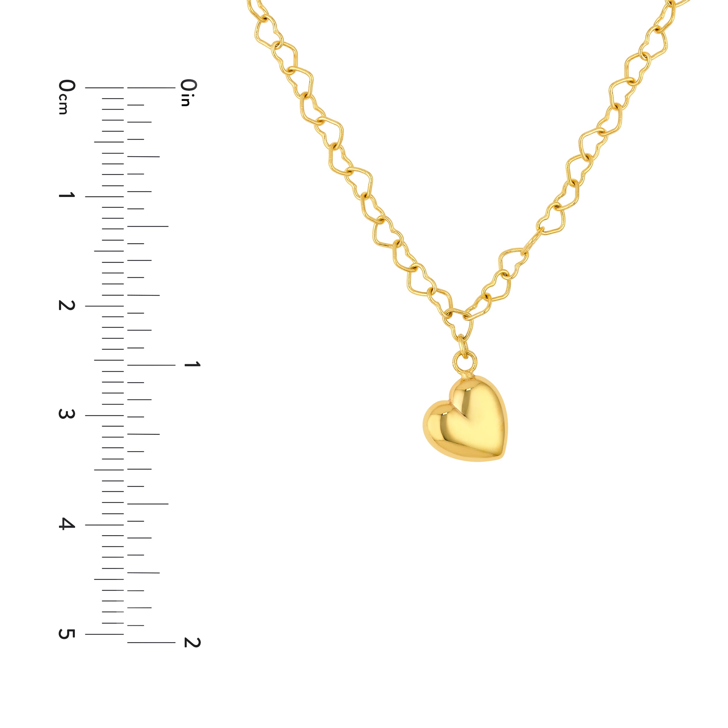 14K Yellow Gold Puff Heart Charm Necklace Birmingham Jewelry Necklace Birmingham Jewelry 