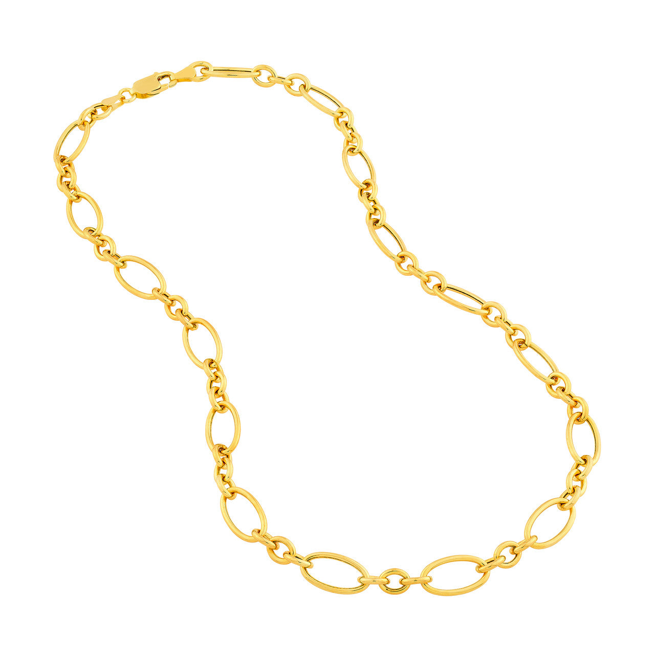 14K Yellow Gold Hollow Oval Link 3+1 Chain Necklace Birmingham Jewelry Gold Chain Birmingham Jewelry 