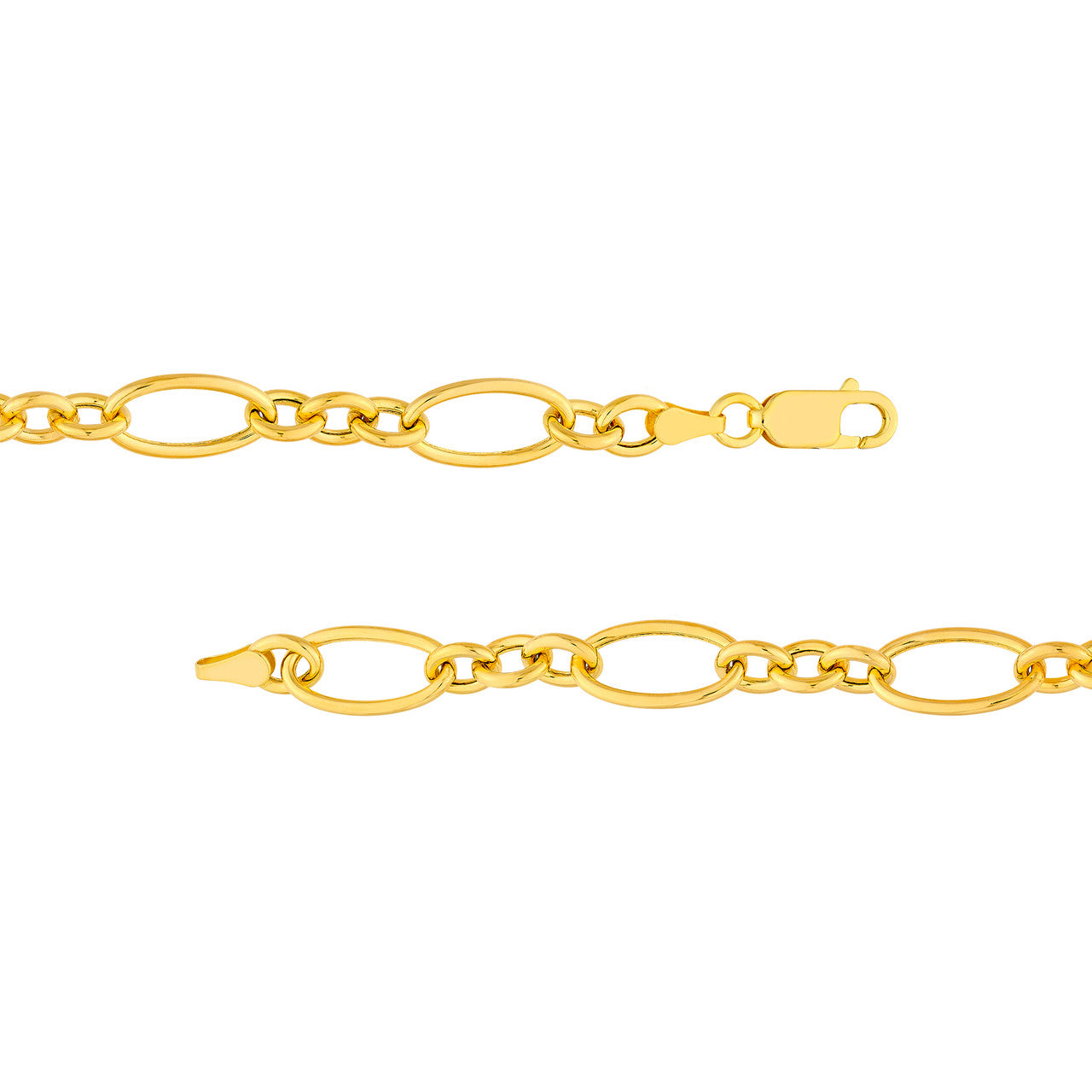 14K Yellow Gold Hollow Oval Link 3+1 Chain Necklace Birmingham Jewelry Gold Chain Birmingham Jewelry 