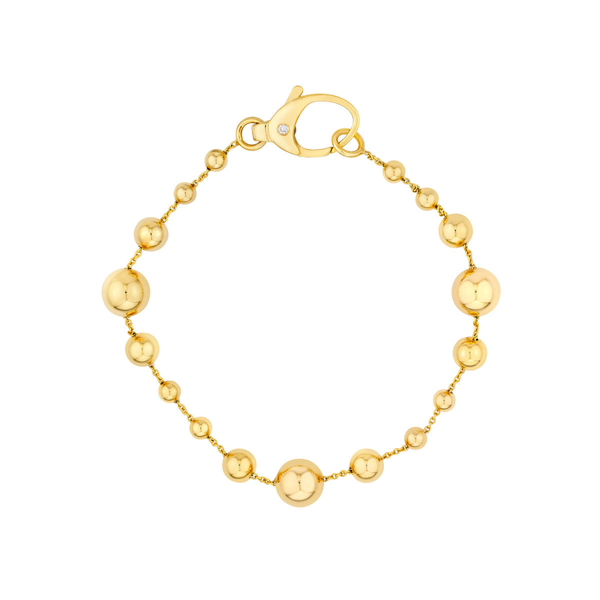 14K Yellow Gold Diamond Bead Station Bracelet Birmingham Jewelry Bracelet Birmingham Jewelry 