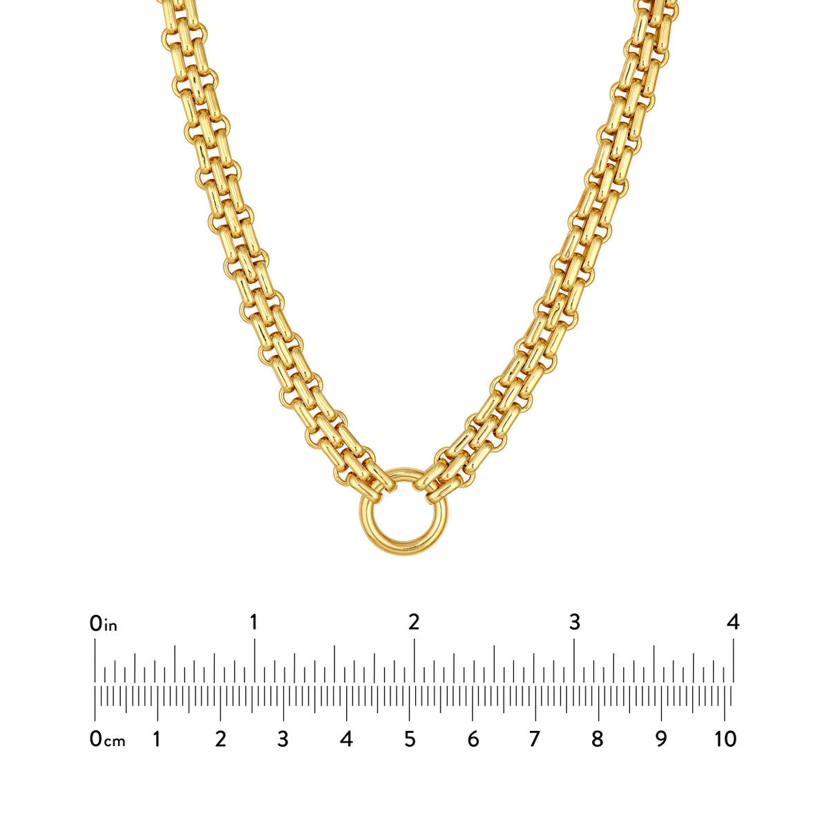 14K Yellow Gold Hollow Railroad Link Necklace