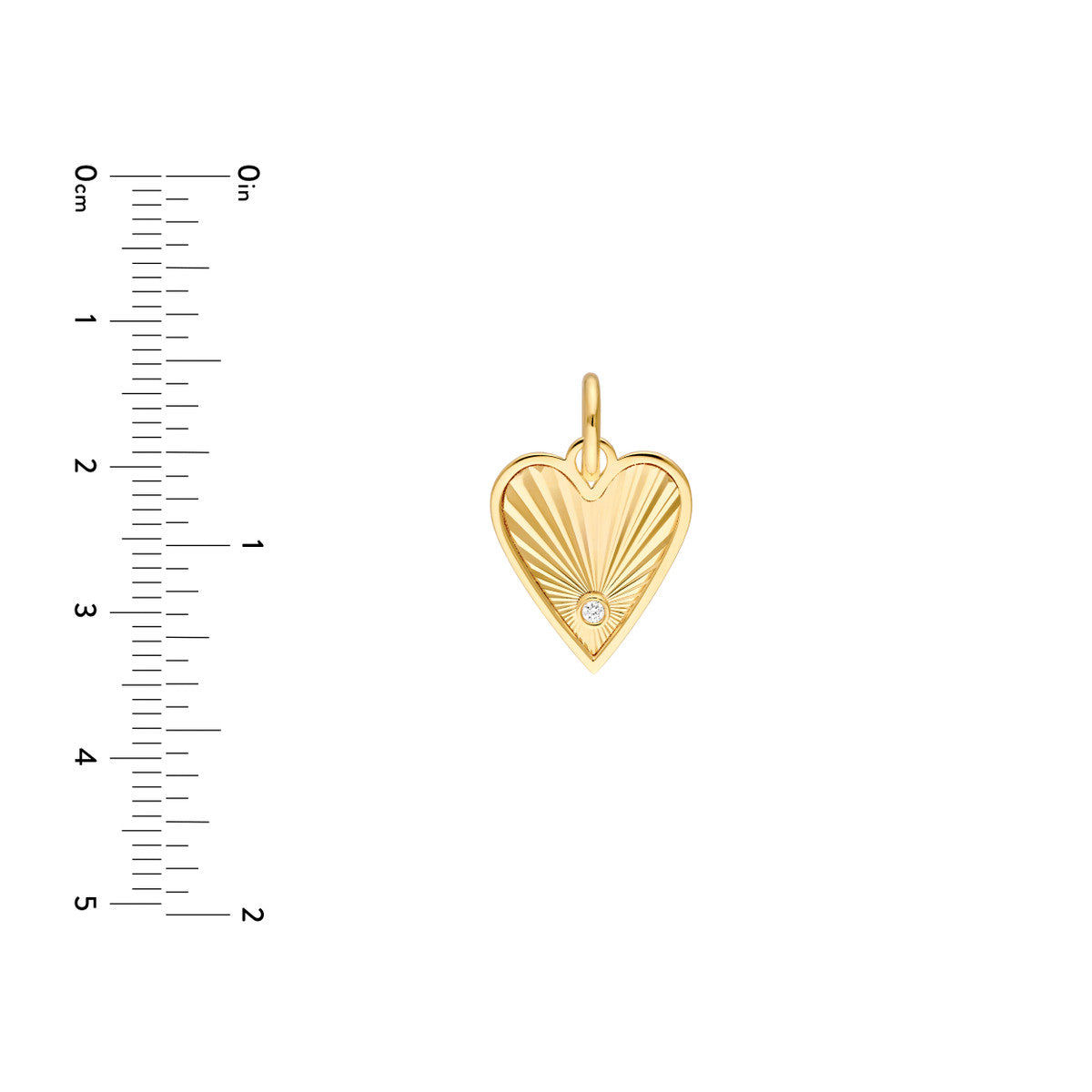 14K Yellow Gold Diamond Fluted Heart Charm