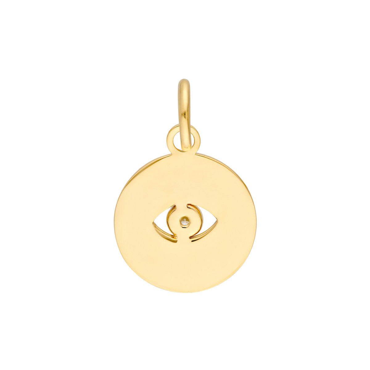 14K Two Tone Gold Diamond Fluted Evil Eye Charm