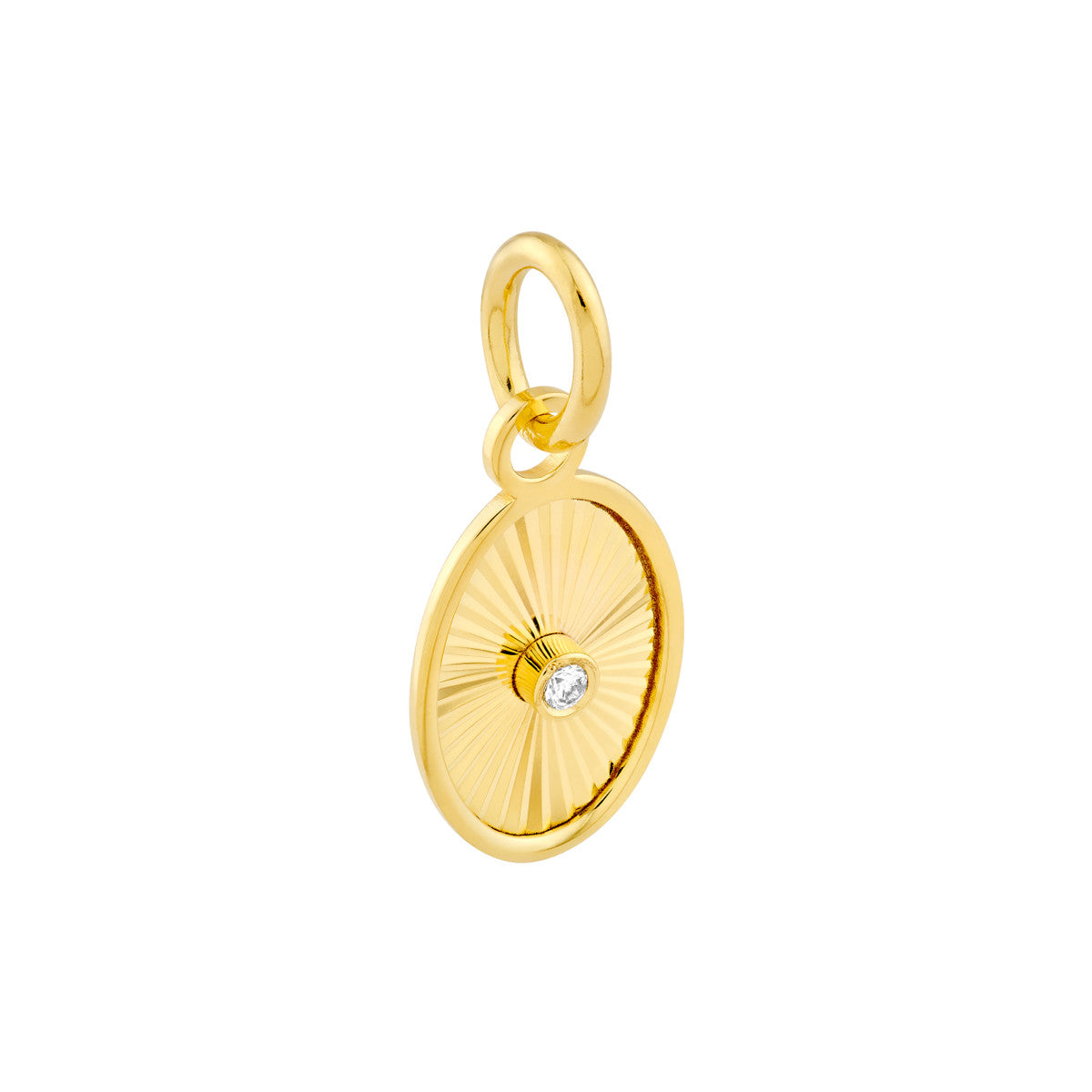 14K Yellow Gold Diamond Fluted Oval Charm