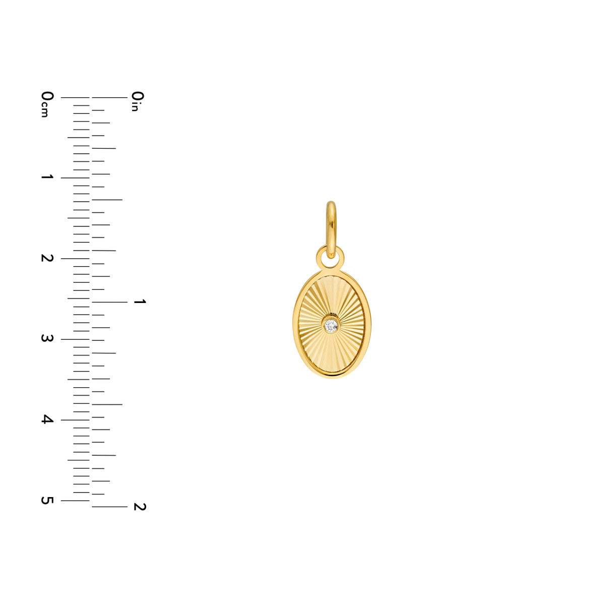 14K Yellow Gold Diamond Fluted Heart Charm