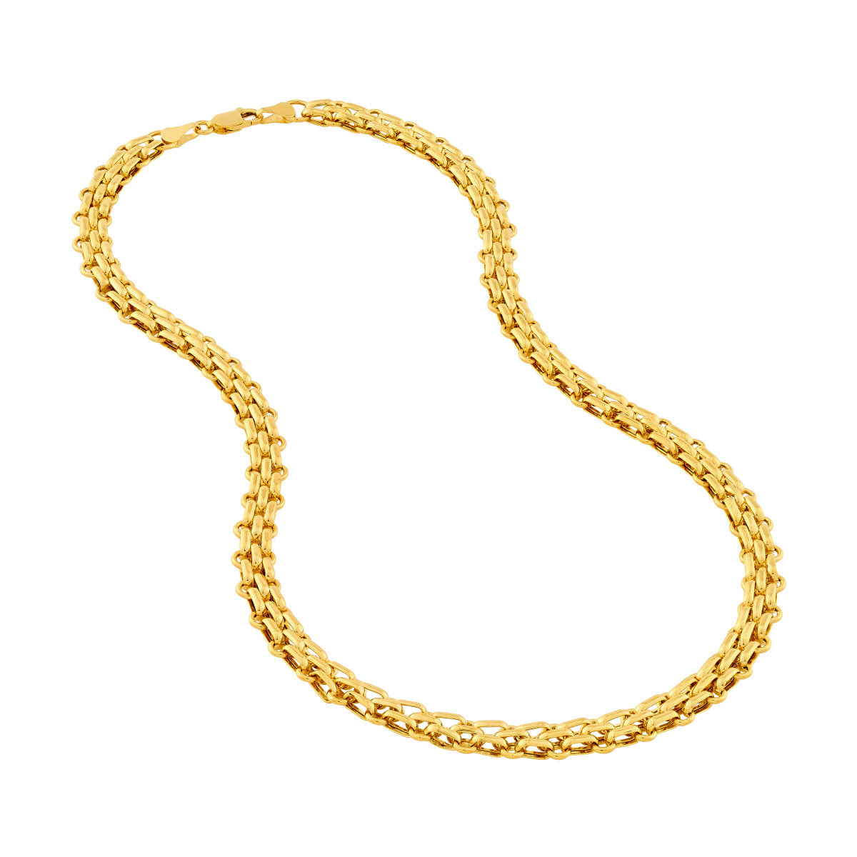 14K Yellow Gold Hollow Alternating 2-1 Link Chain