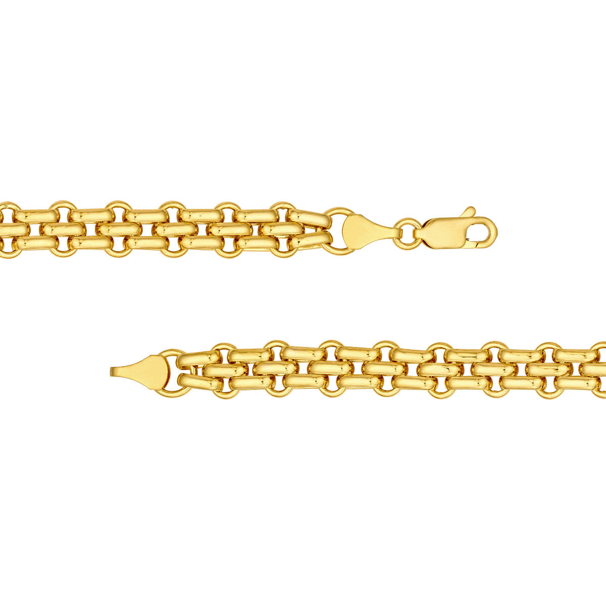 14K Yellow Gold Hollow Alternating 2-1 Link Chain