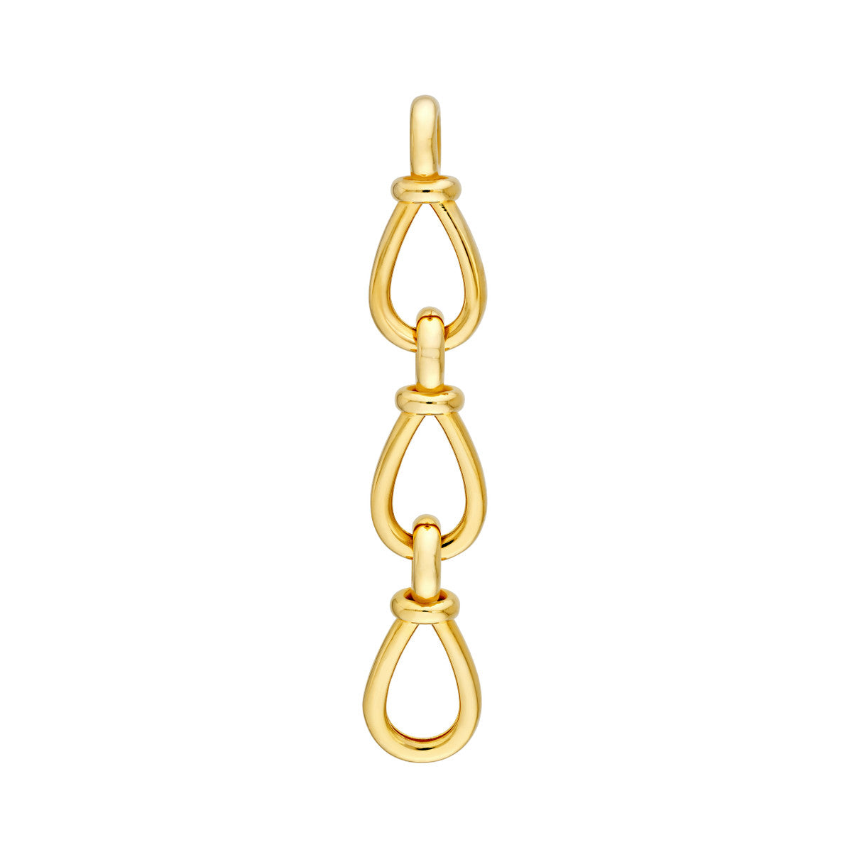 14K Yellow Gold Long Teardrop Link Dangle Earrings
