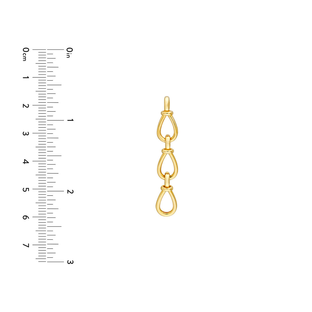 14K Yellow Gold Long Teardrop Link Dangle Earrings